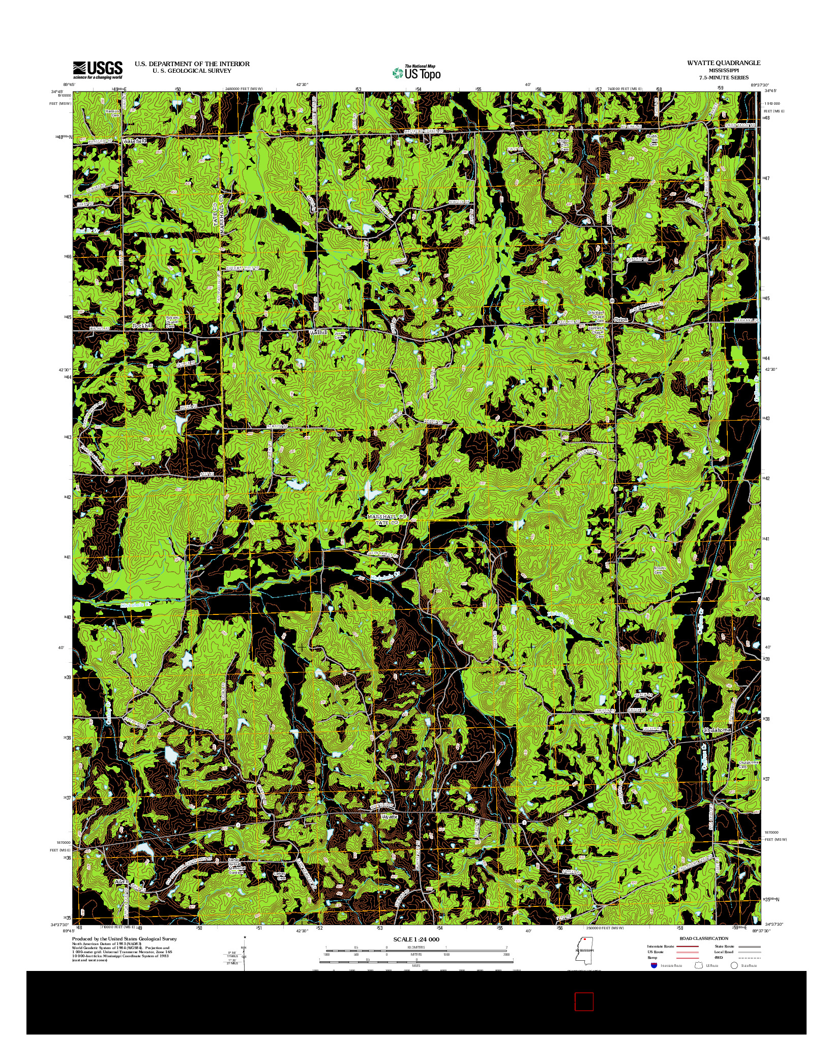 USGS US TOPO 7.5-MINUTE MAP FOR WYATTE, MS 2012