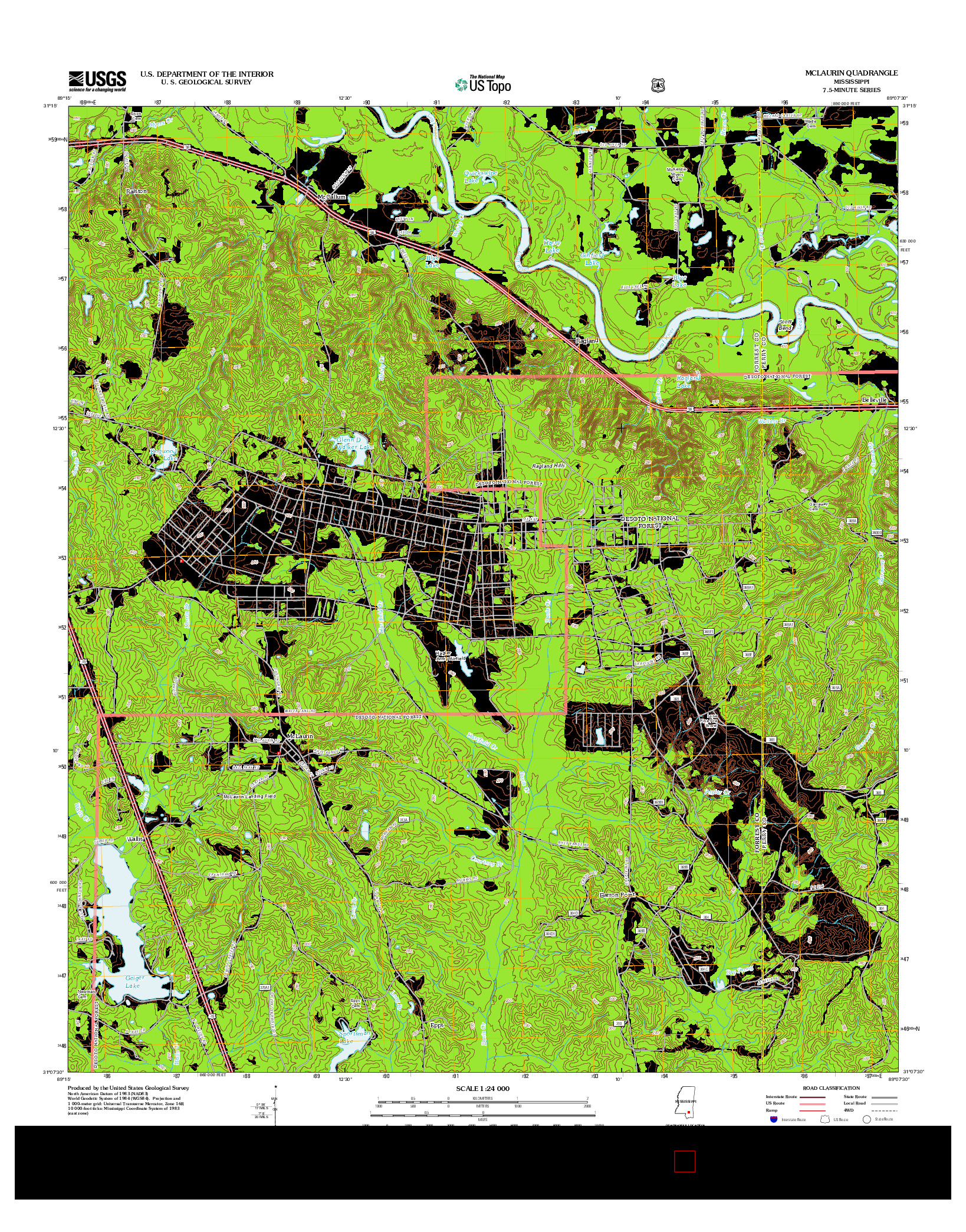 USGS US TOPO 7.5-MINUTE MAP FOR MCLAURIN, MS 2012
