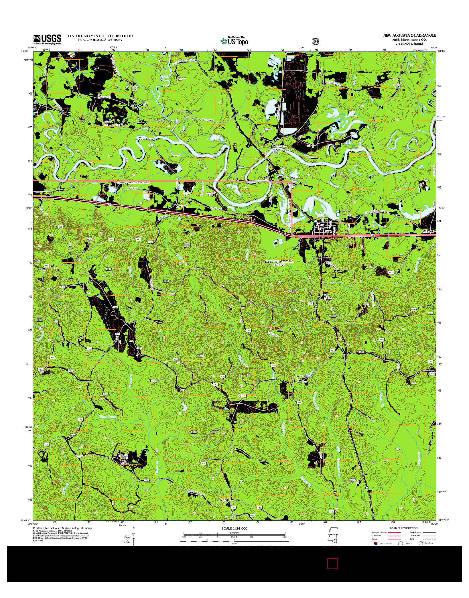 USGS US TOPO 7.5-MINUTE MAP FOR NEW AUGUSTA, MS 2012