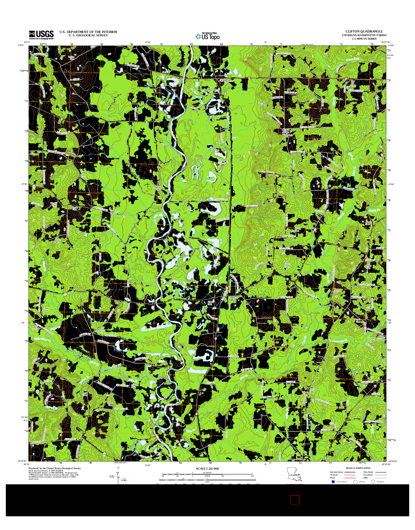 USGS US TOPO 7.5-MINUTE MAP FOR CLIFTON, LA 2012