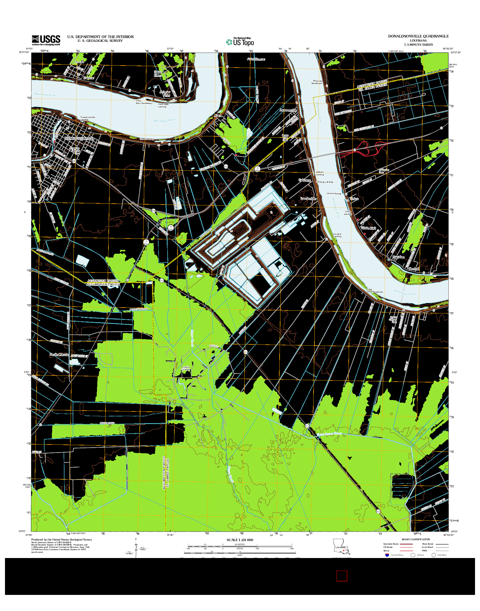 USGS US TOPO 7.5-MINUTE MAP FOR DONALDSONVILLE, LA 2012