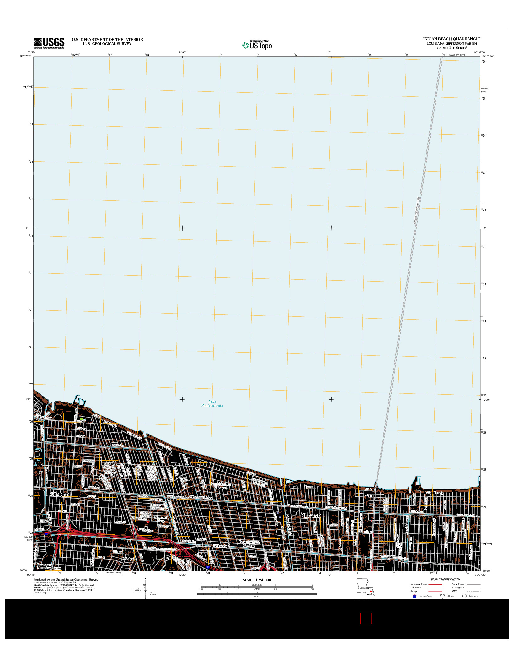 USGS US TOPO 7.5-MINUTE MAP FOR INDIAN BEACH, LA 2012