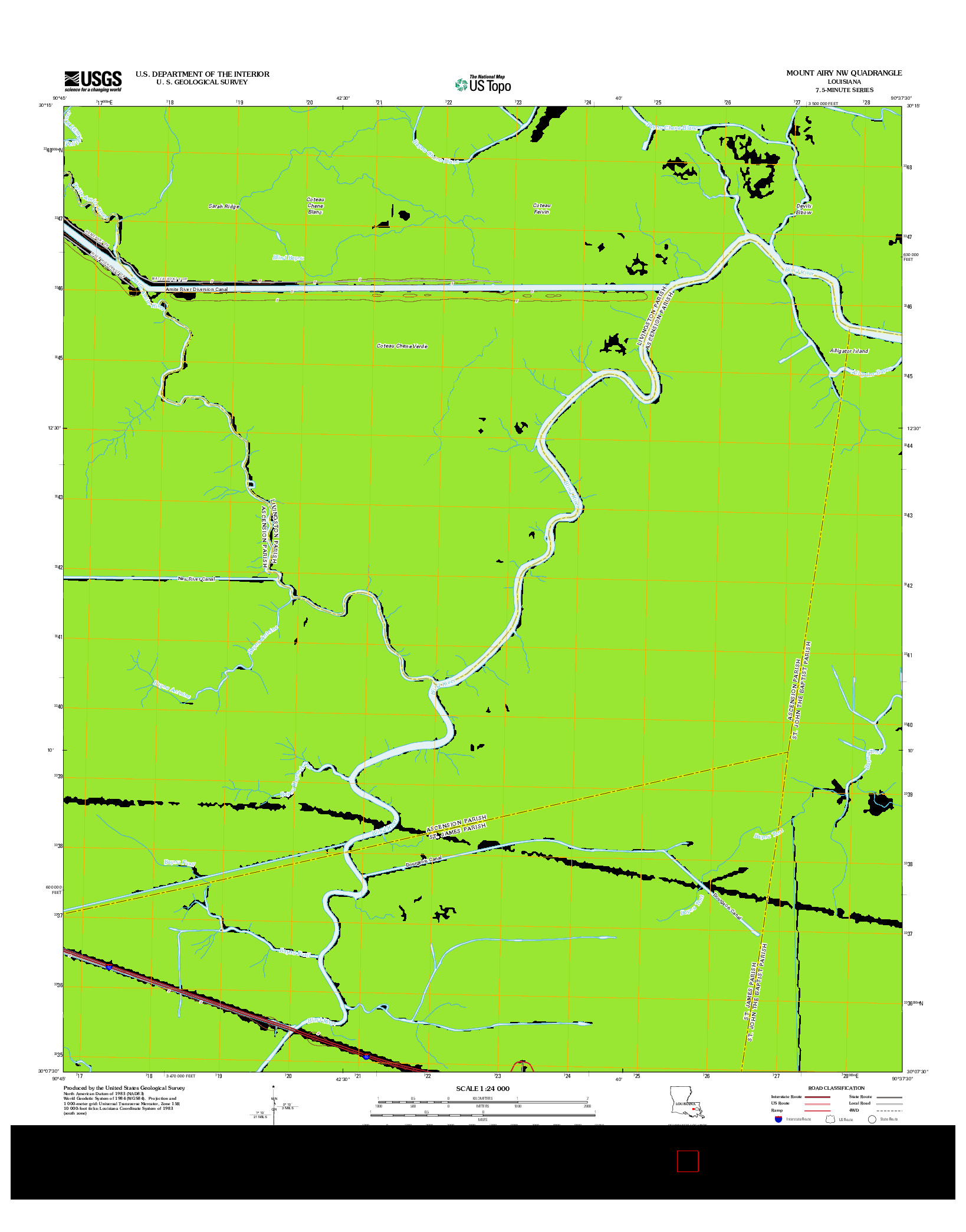 USGS US TOPO 7.5-MINUTE MAP FOR MOUNT AIRY NW, LA 2012