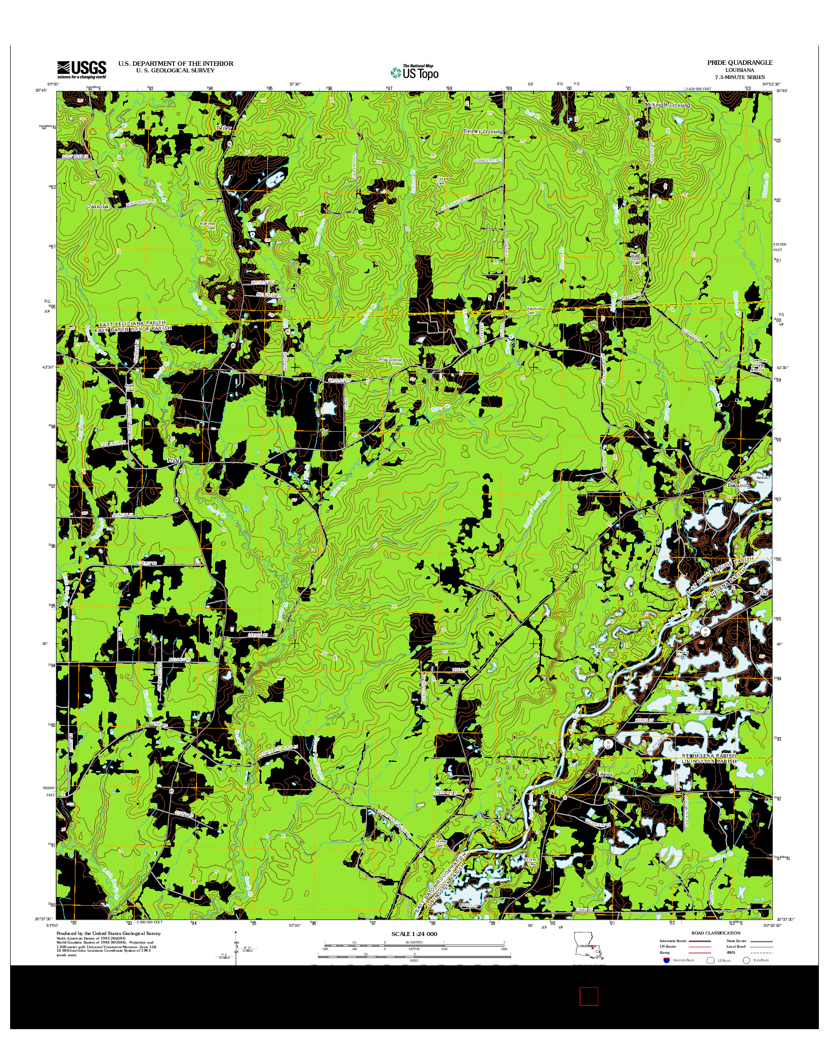 USGS US TOPO 7.5-MINUTE MAP FOR PRIDE, LA 2012