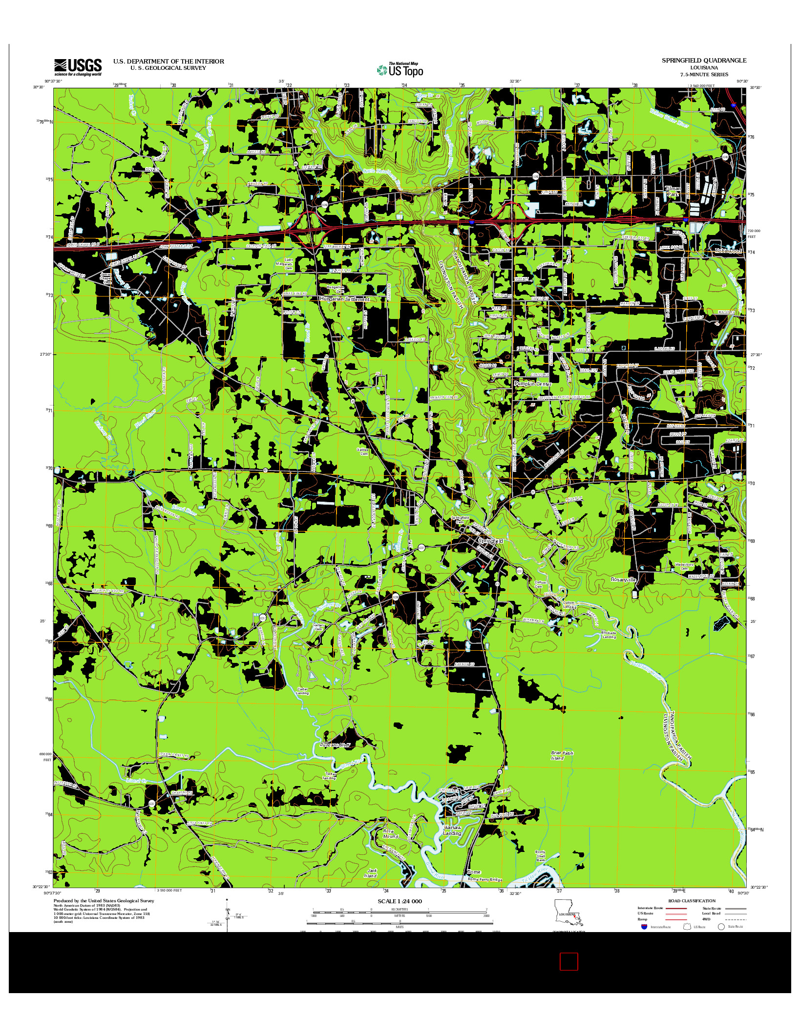 USGS US TOPO 7.5-MINUTE MAP FOR SPRINGFIELD, LA 2012