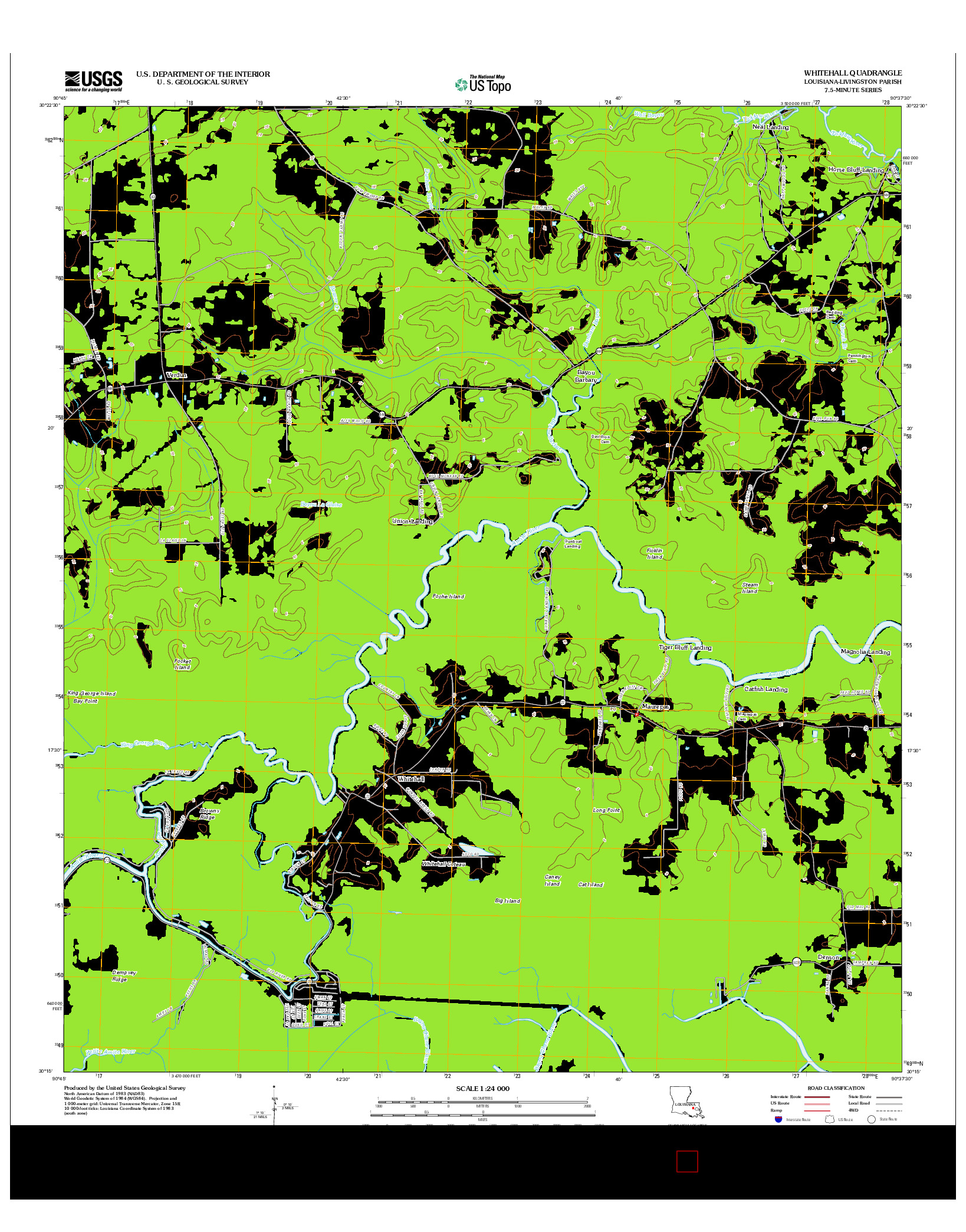 USGS US TOPO 7.5-MINUTE MAP FOR WHITEHALL, LA 2012