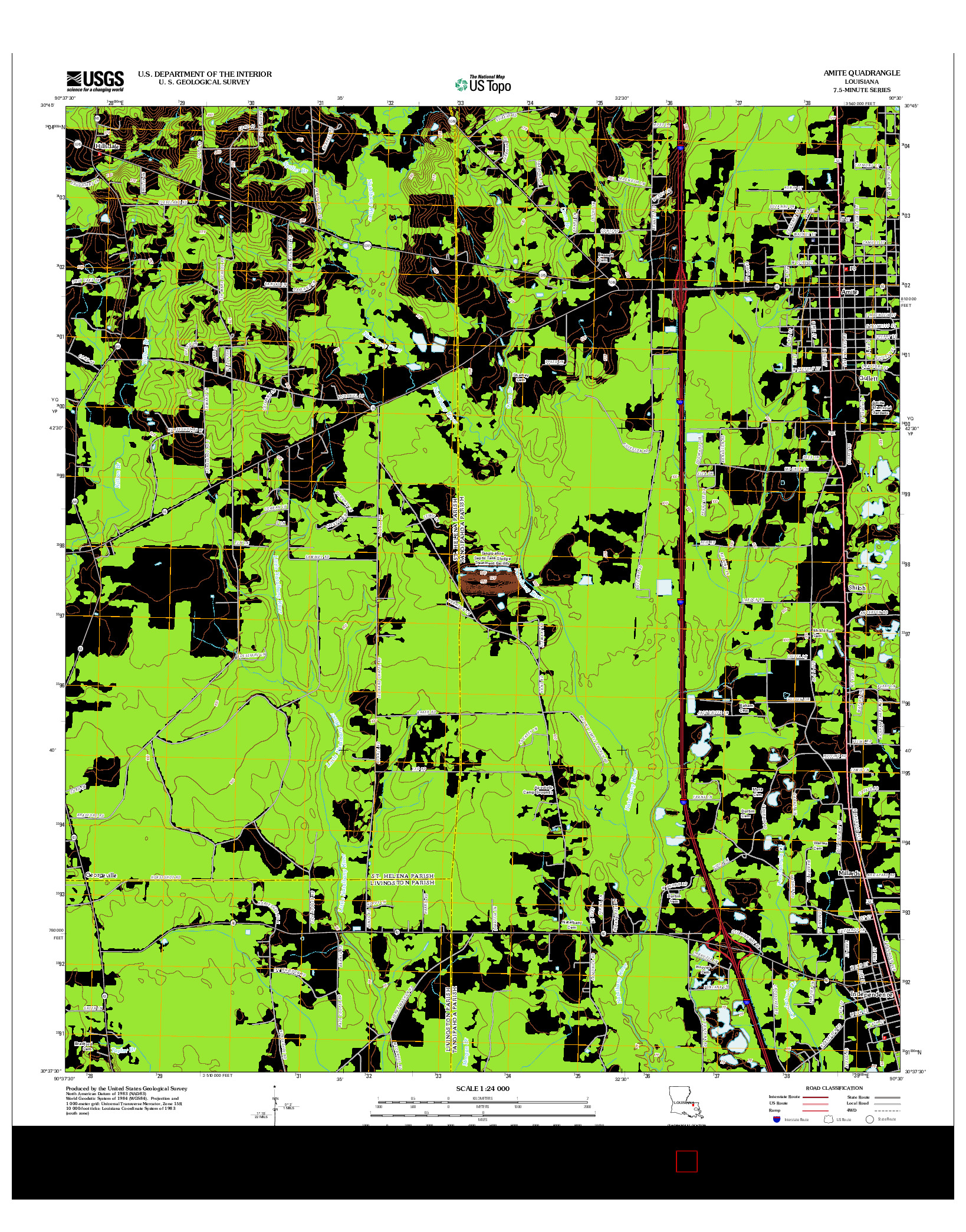 USGS US TOPO 7.5-MINUTE MAP FOR AMITE, LA 2012