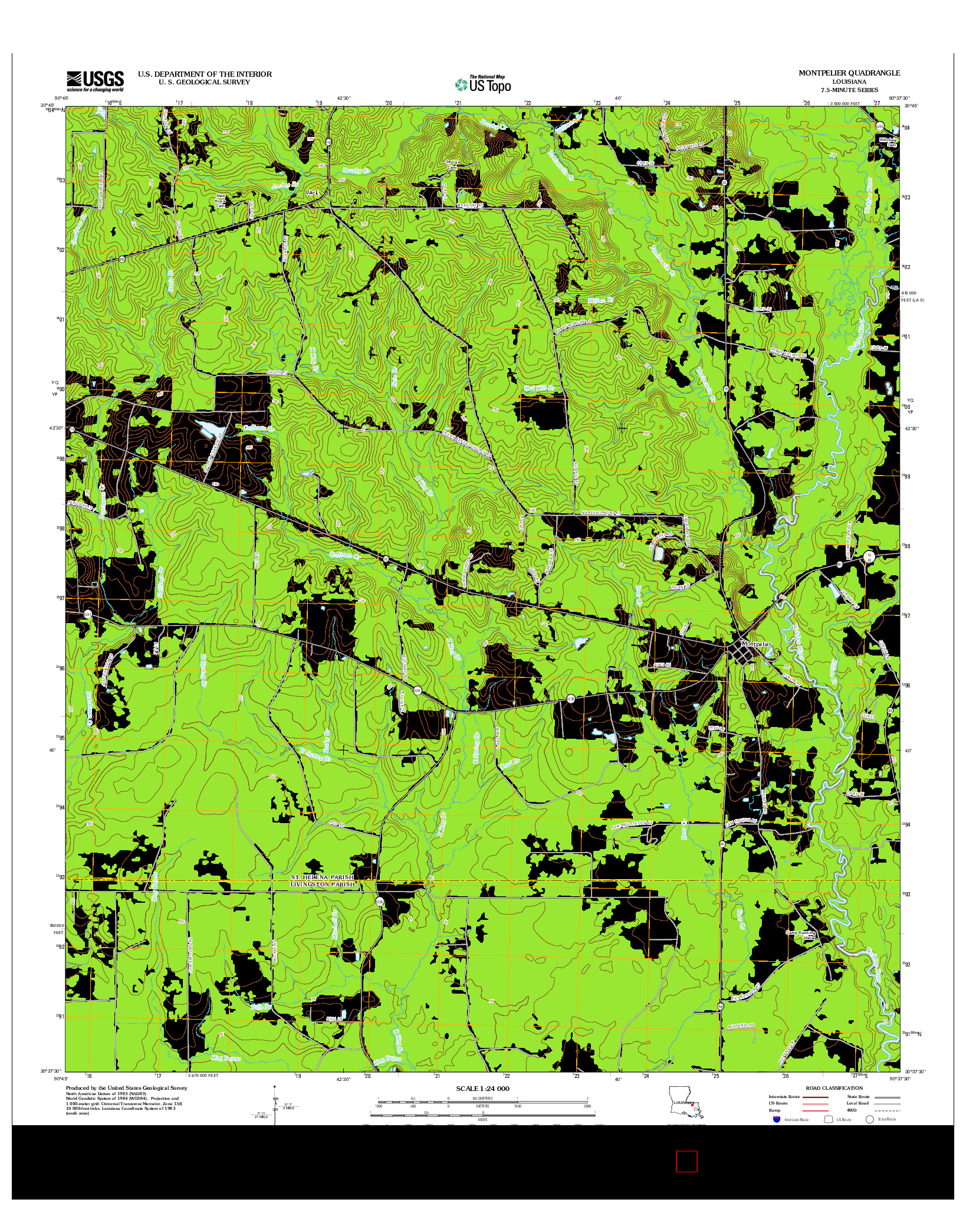 USGS US TOPO 7.5-MINUTE MAP FOR MONTPELIER, LA 2012