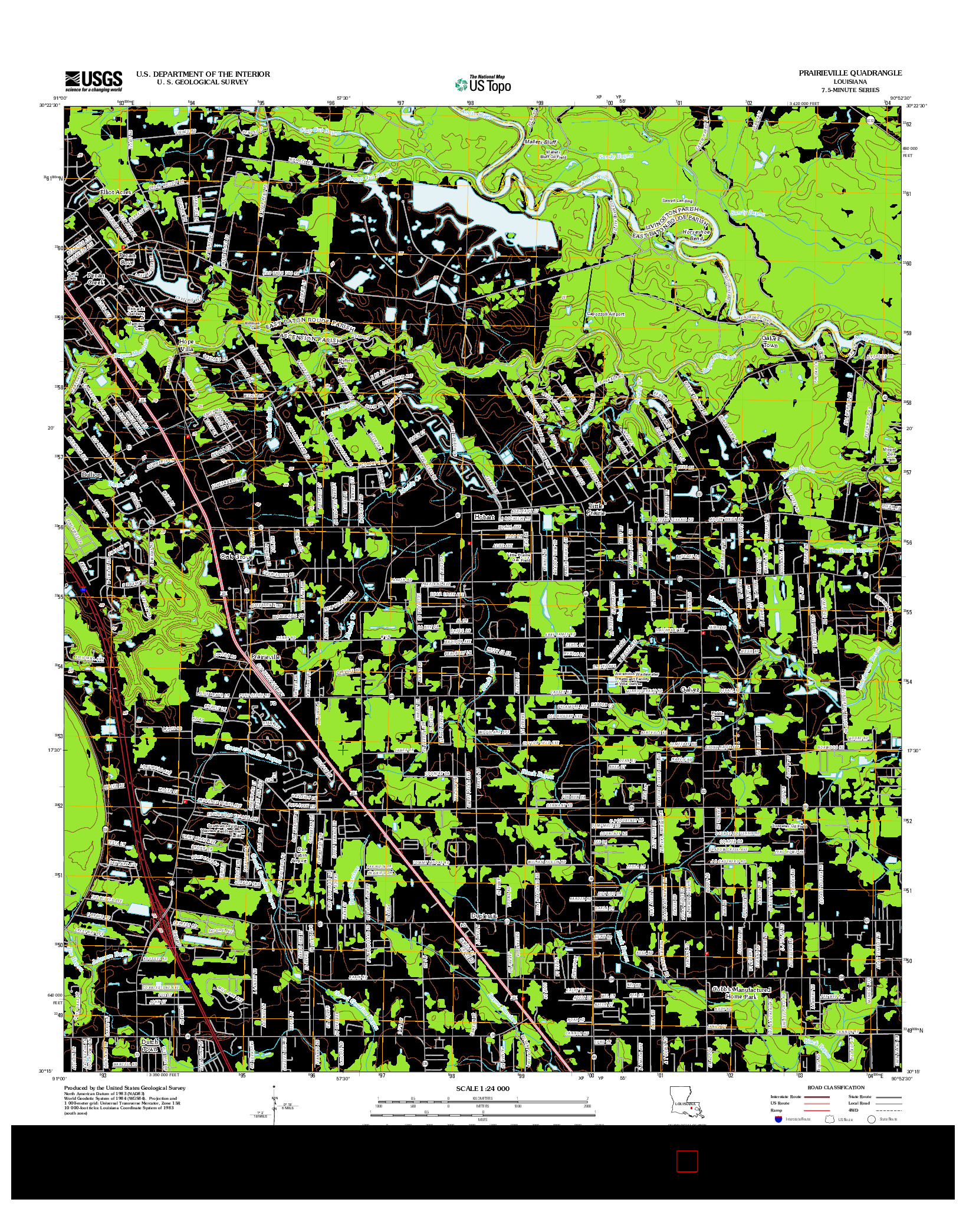 USGS US TOPO 7.5-MINUTE MAP FOR PRAIRIEVILLE, LA 2012