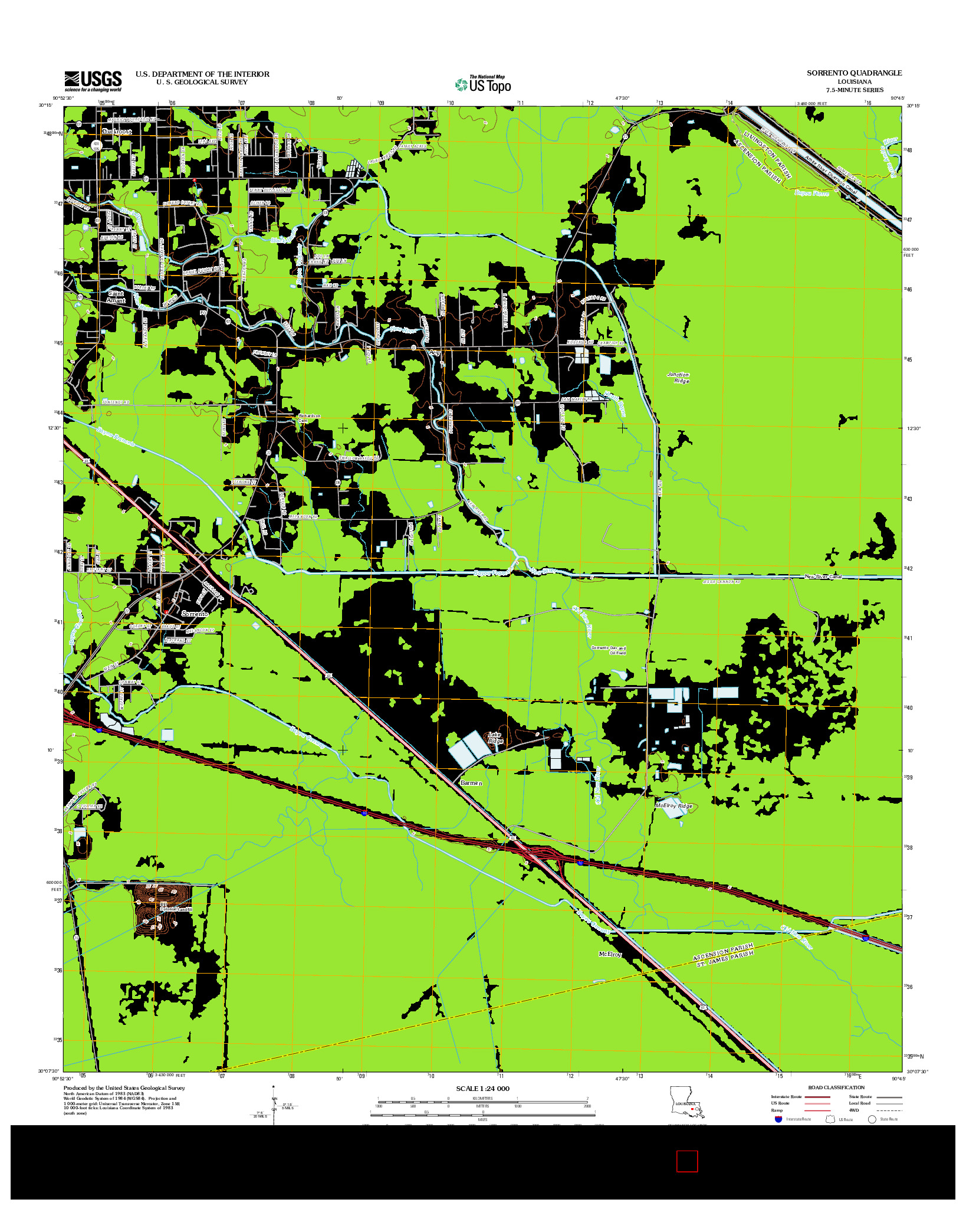 USGS US TOPO 7.5-MINUTE MAP FOR SORRENTO, LA 2012