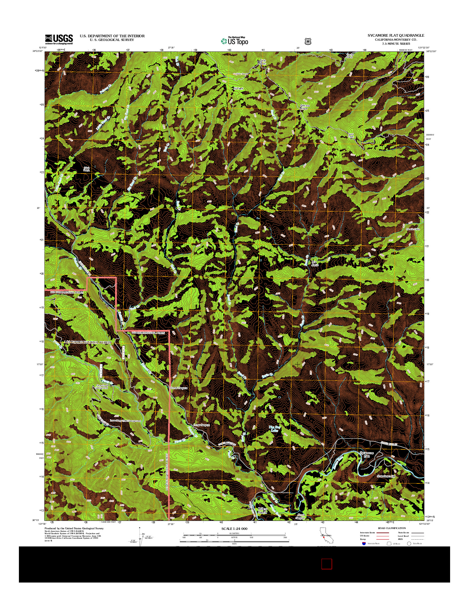 USGS US TOPO 7.5-MINUTE MAP FOR SYCAMORE FLAT, CA 2012