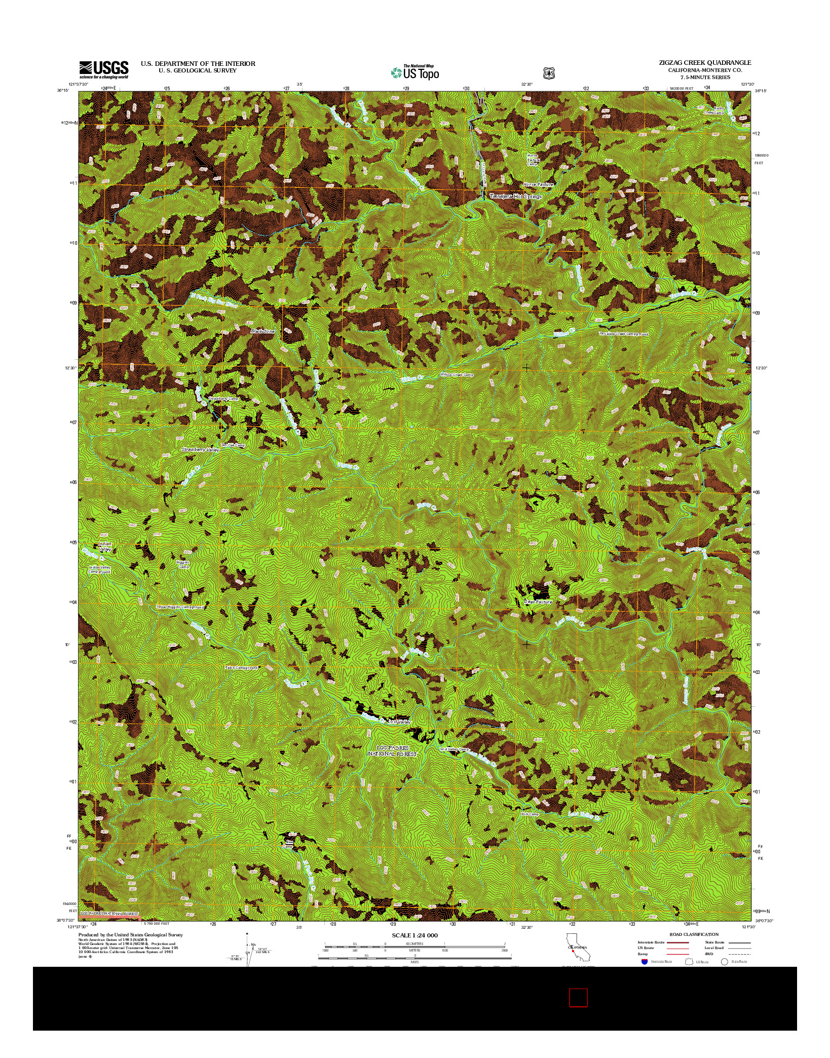 USGS US TOPO 7.5-MINUTE MAP FOR ZIGZAG CREEK, CA 2012