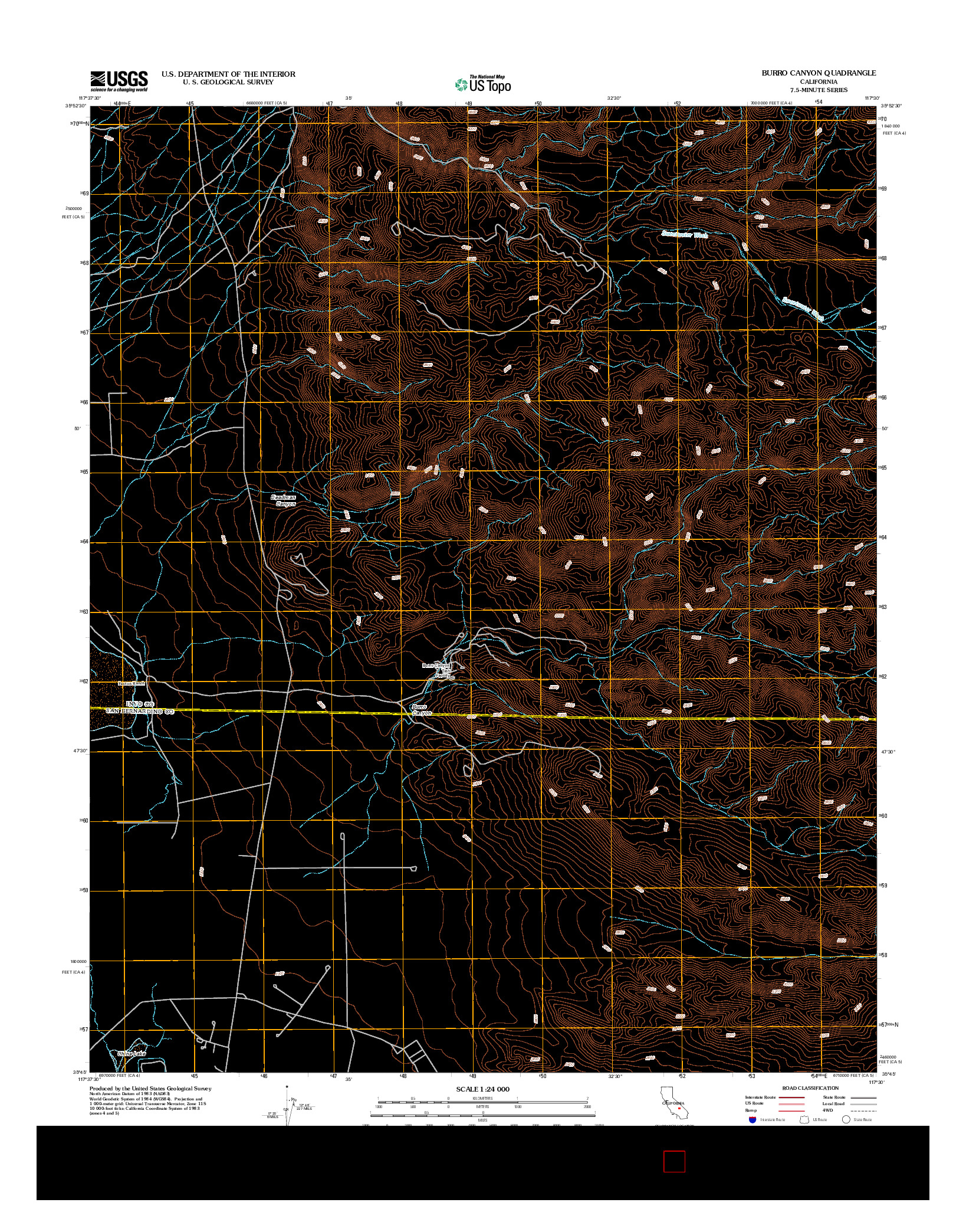 USGS US TOPO 7.5-MINUTE MAP FOR BURRO CANYON, CA 2012