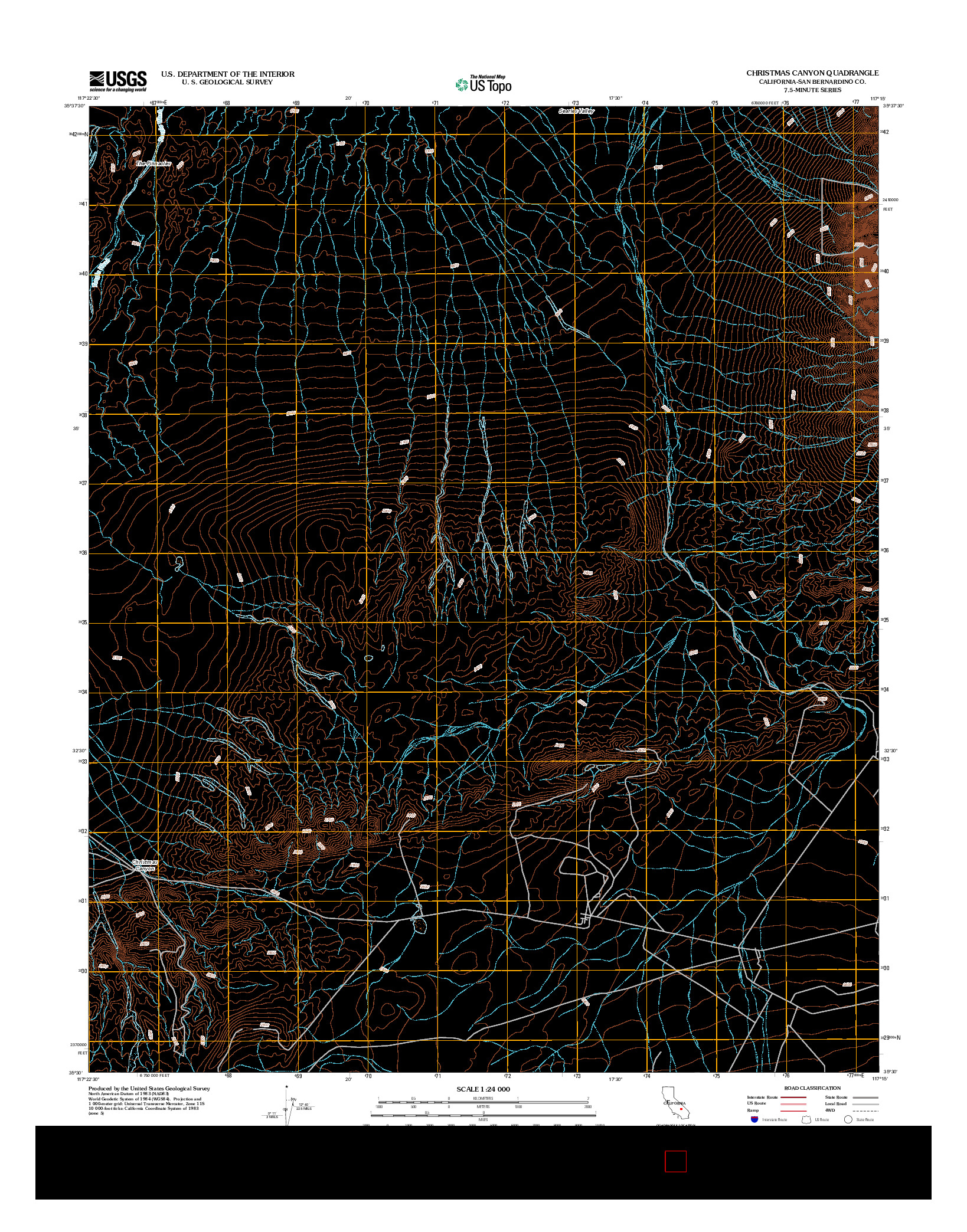 USGS US TOPO 7.5-MINUTE MAP FOR CHRISTMAS CANYON, CA 2012