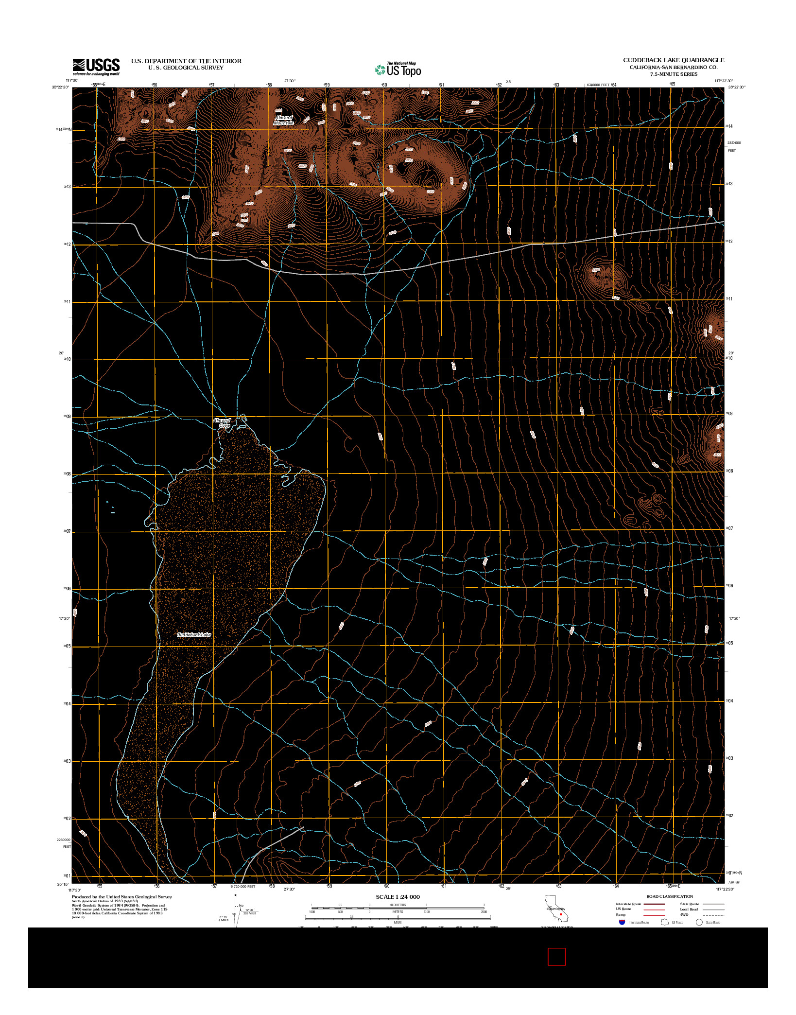 USGS US TOPO 7.5-MINUTE MAP FOR CUDDEBACK LAKE, CA 2012