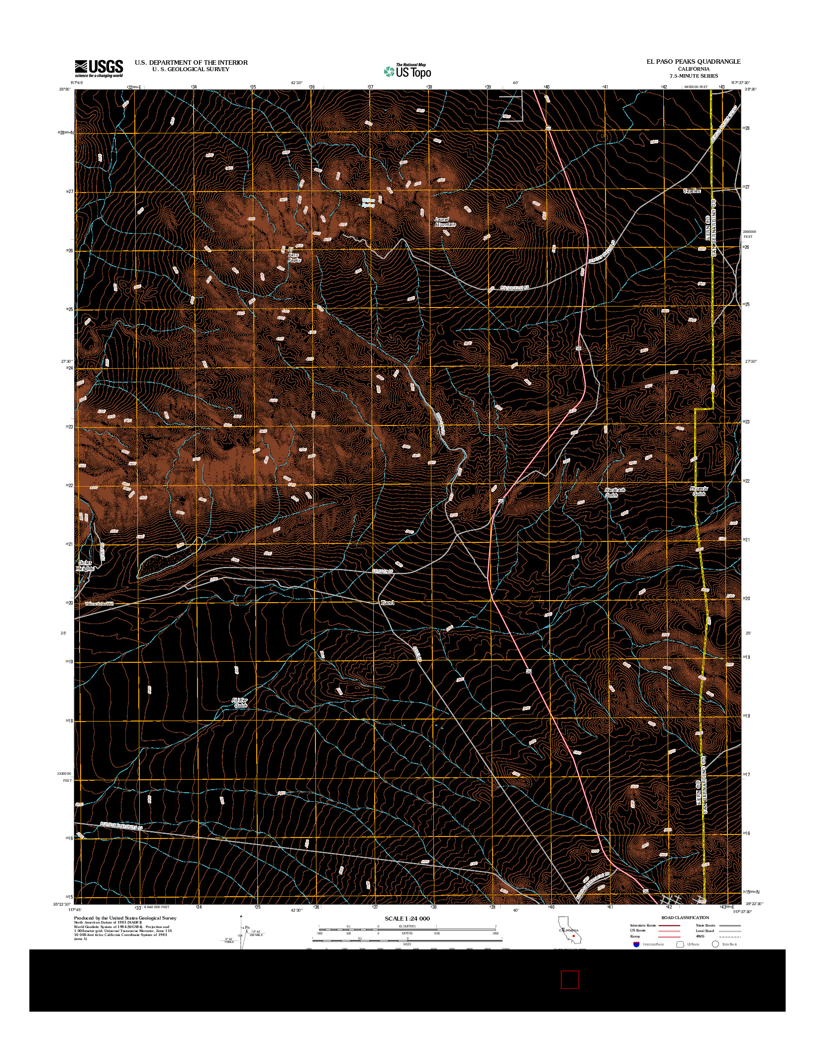 USGS US TOPO 7.5-MINUTE MAP FOR EL PASO PEAKS, CA 2012