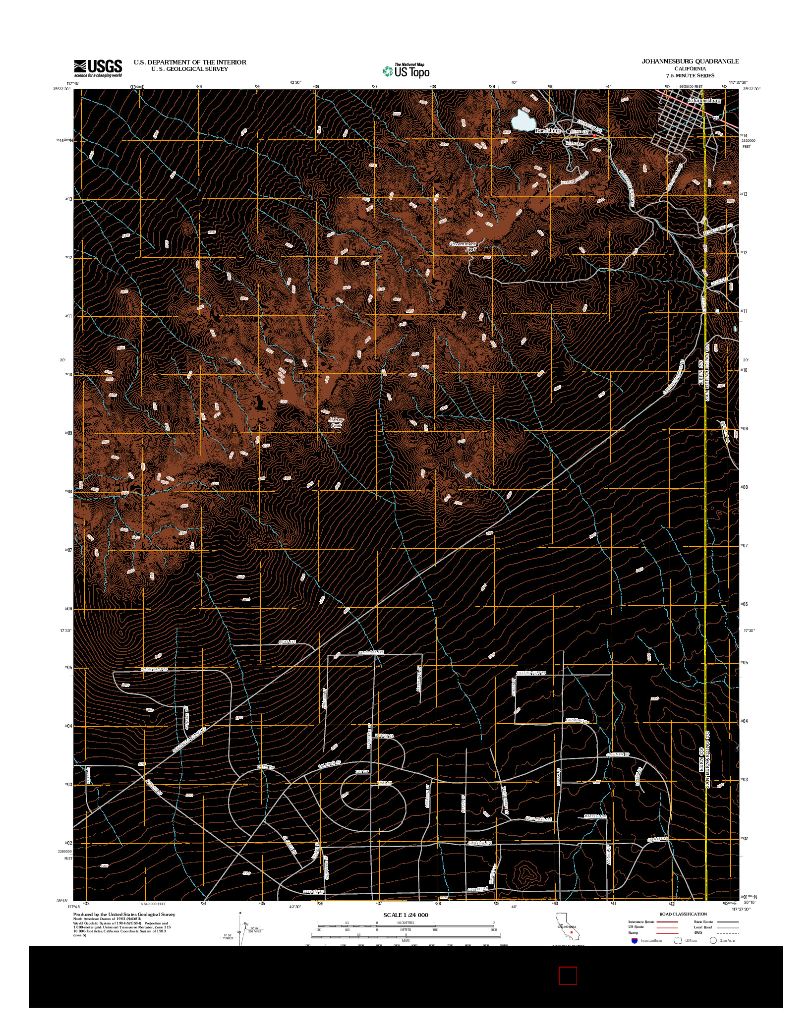 USGS US TOPO 7.5-MINUTE MAP FOR JOHANNESBURG, CA 2012