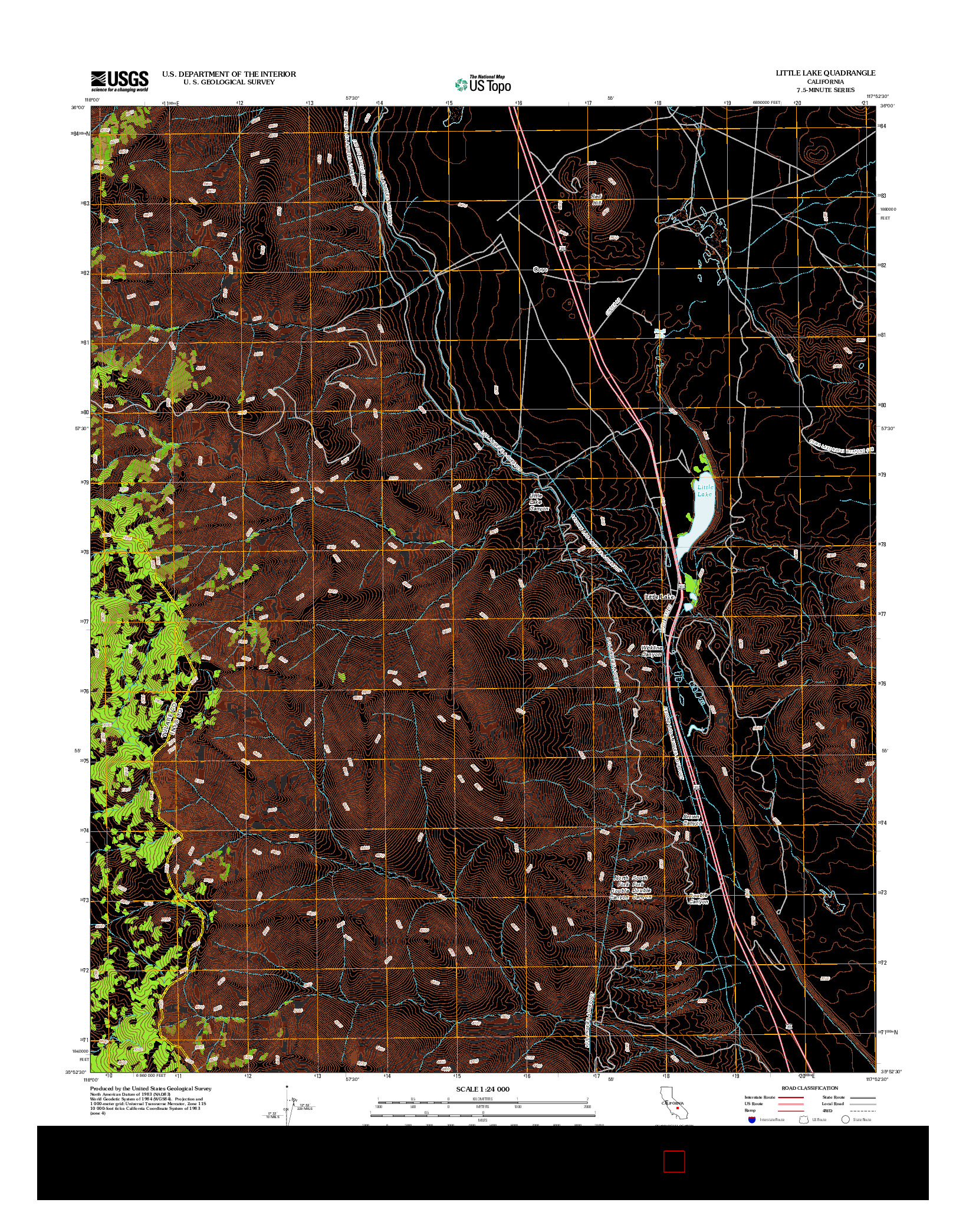 USGS US TOPO 7.5-MINUTE MAP FOR LITTLE LAKE, CA 2012