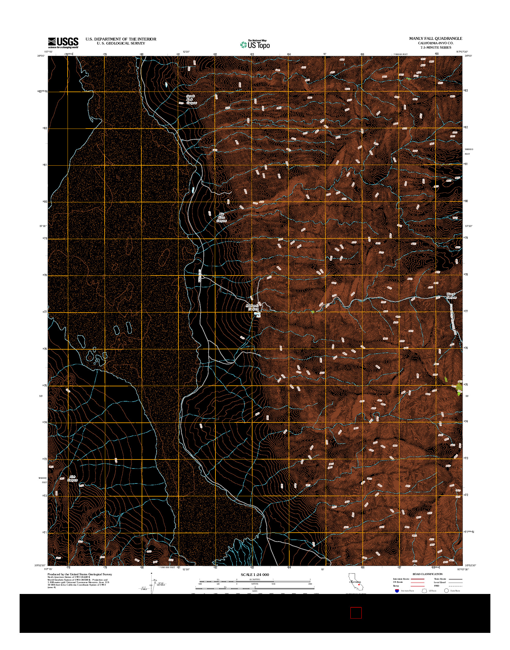 USGS US TOPO 7.5-MINUTE MAP FOR MANLY FALL, CA 2012