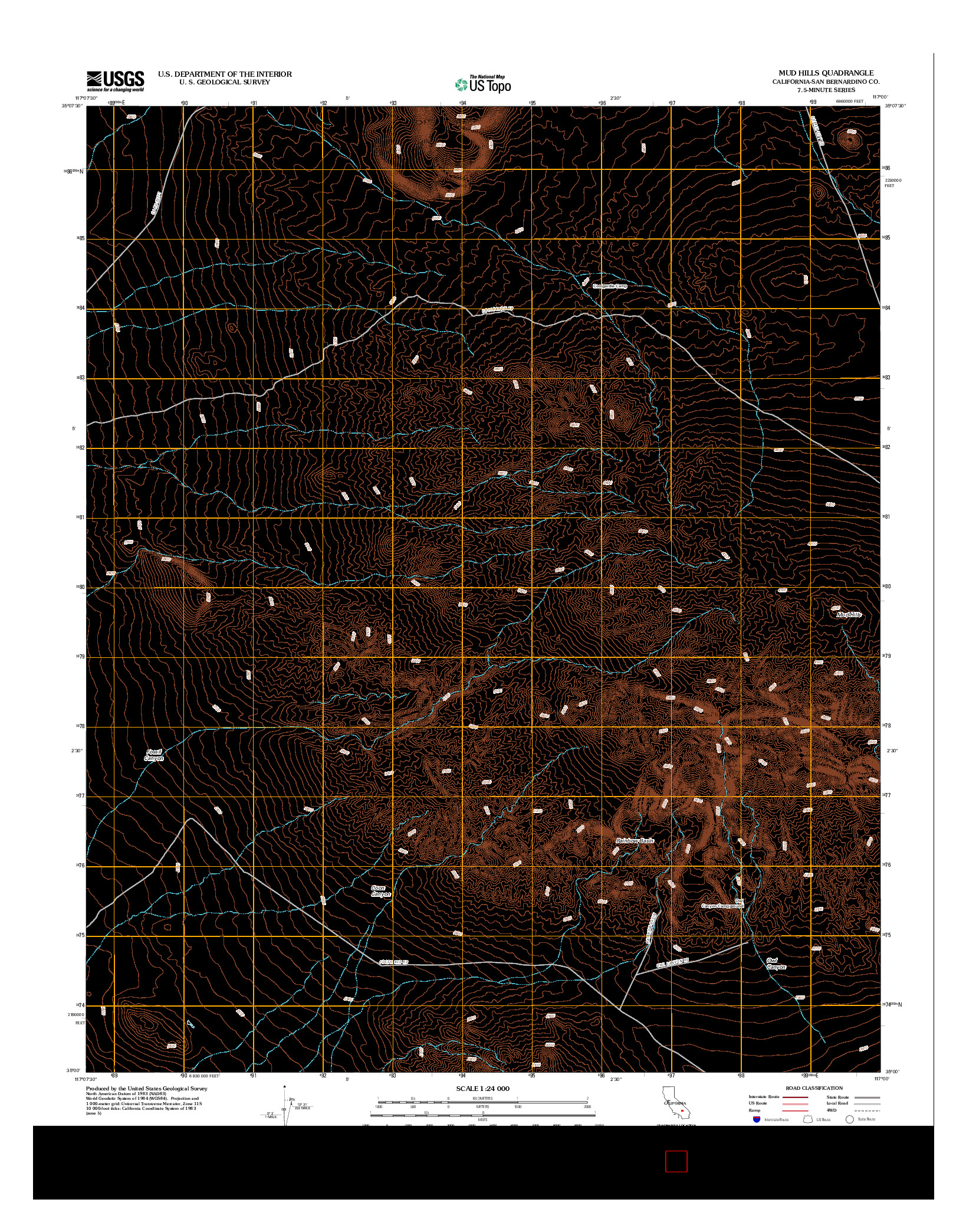 USGS US TOPO 7.5-MINUTE MAP FOR MUD HILLS, CA 2012