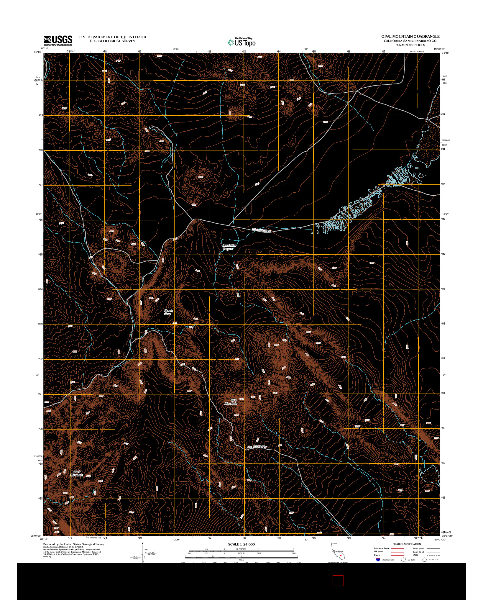 USGS US TOPO 7.5-MINUTE MAP FOR OPAL MOUNTAIN, CA 2012