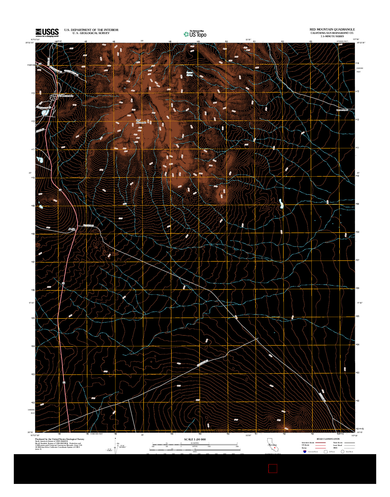 USGS US TOPO 7.5-MINUTE MAP FOR RED MOUNTAIN, CA 2012