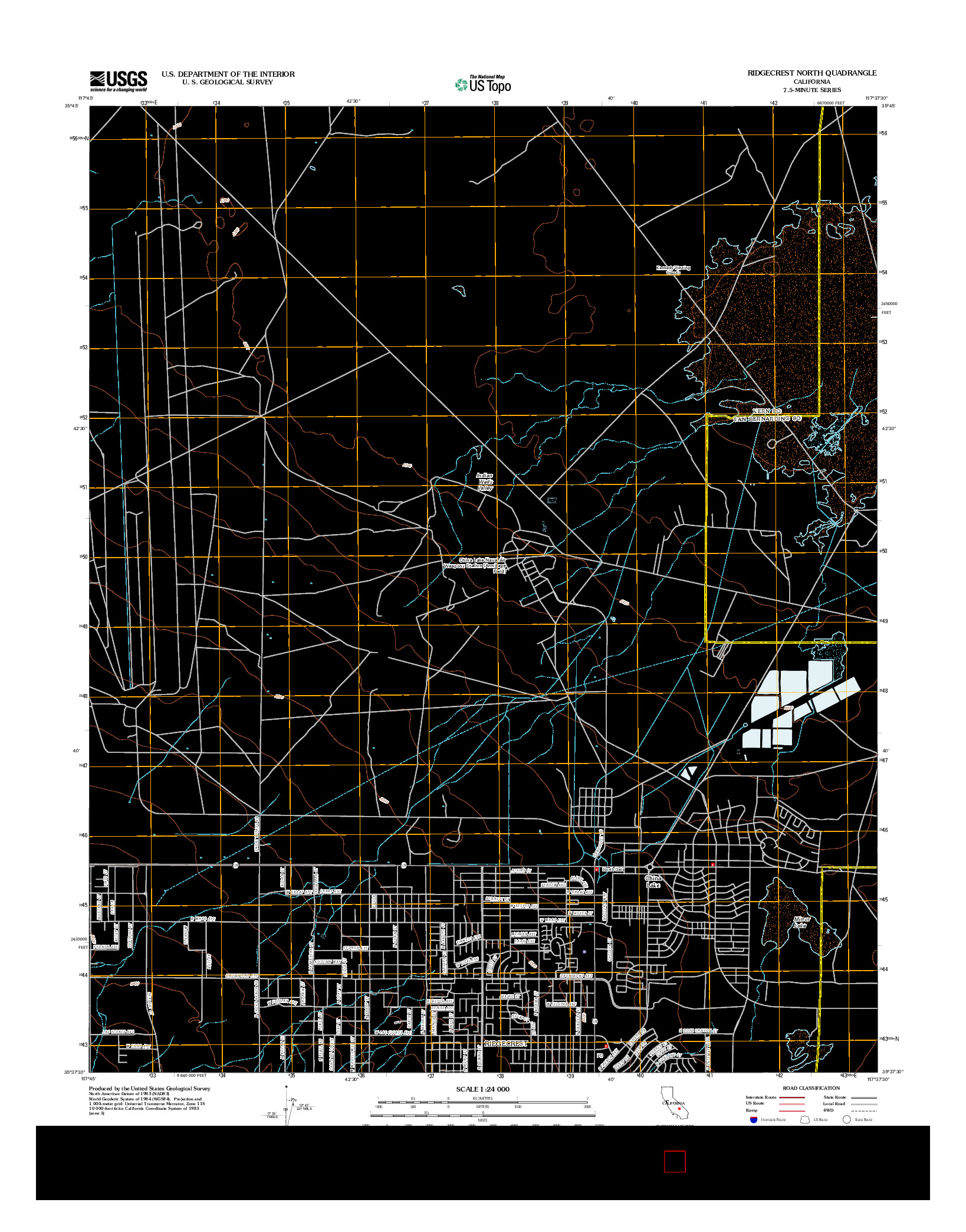 USGS US TOPO 7.5-MINUTE MAP FOR RIDGECREST NORTH, CA 2012