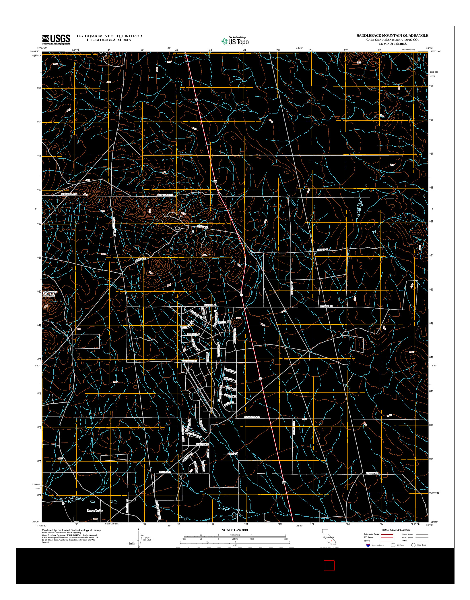 USGS US TOPO 7.5-MINUTE MAP FOR SADDLEBACK MOUNTAIN, CA 2012