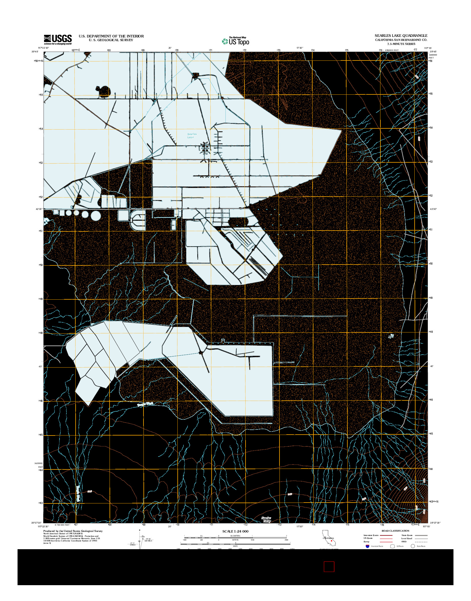 USGS US TOPO 7.5-MINUTE MAP FOR SEARLES LAKE, CA 2012