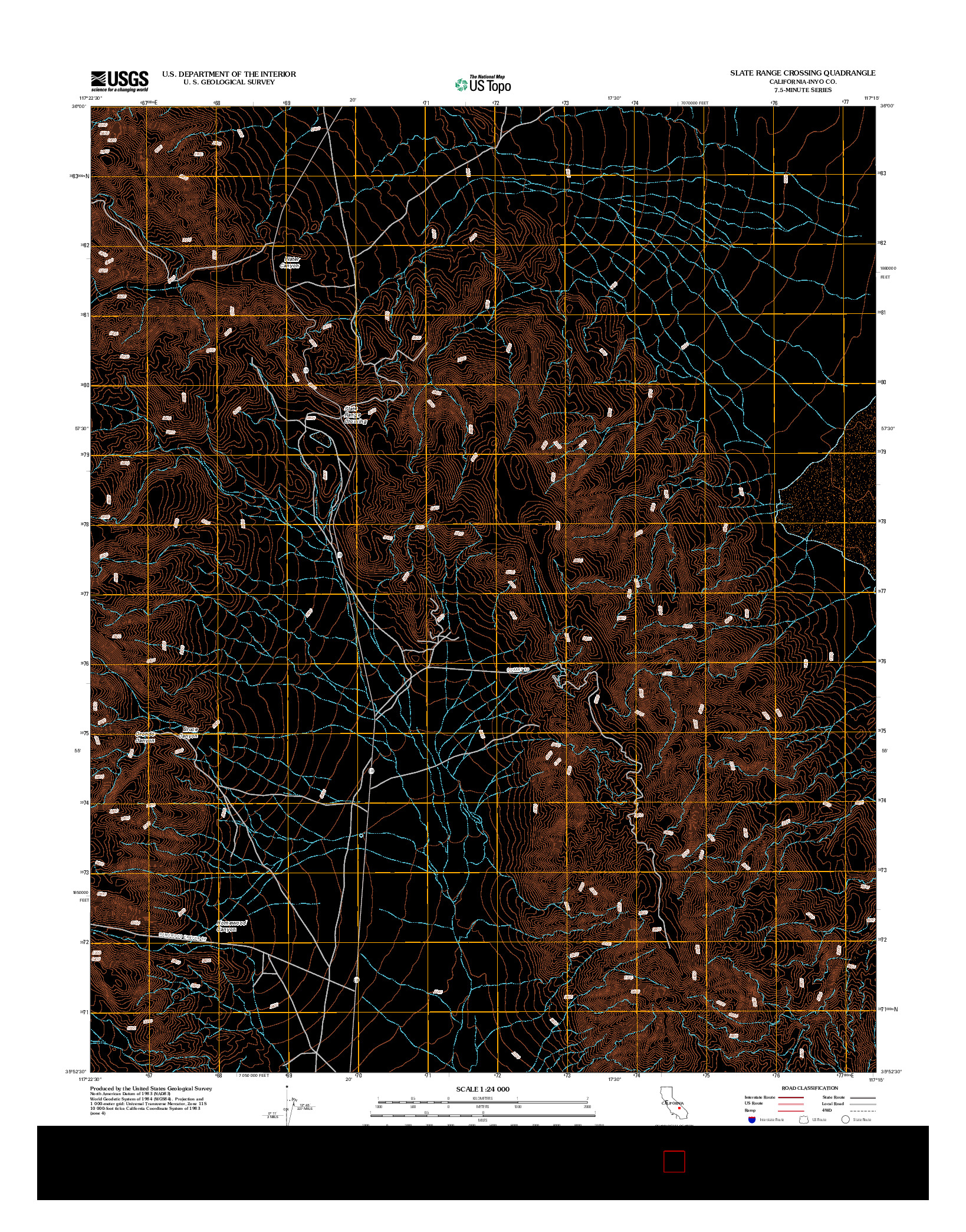 USGS US TOPO 7.5-MINUTE MAP FOR SLATE RANGE CROSSING, CA 2012