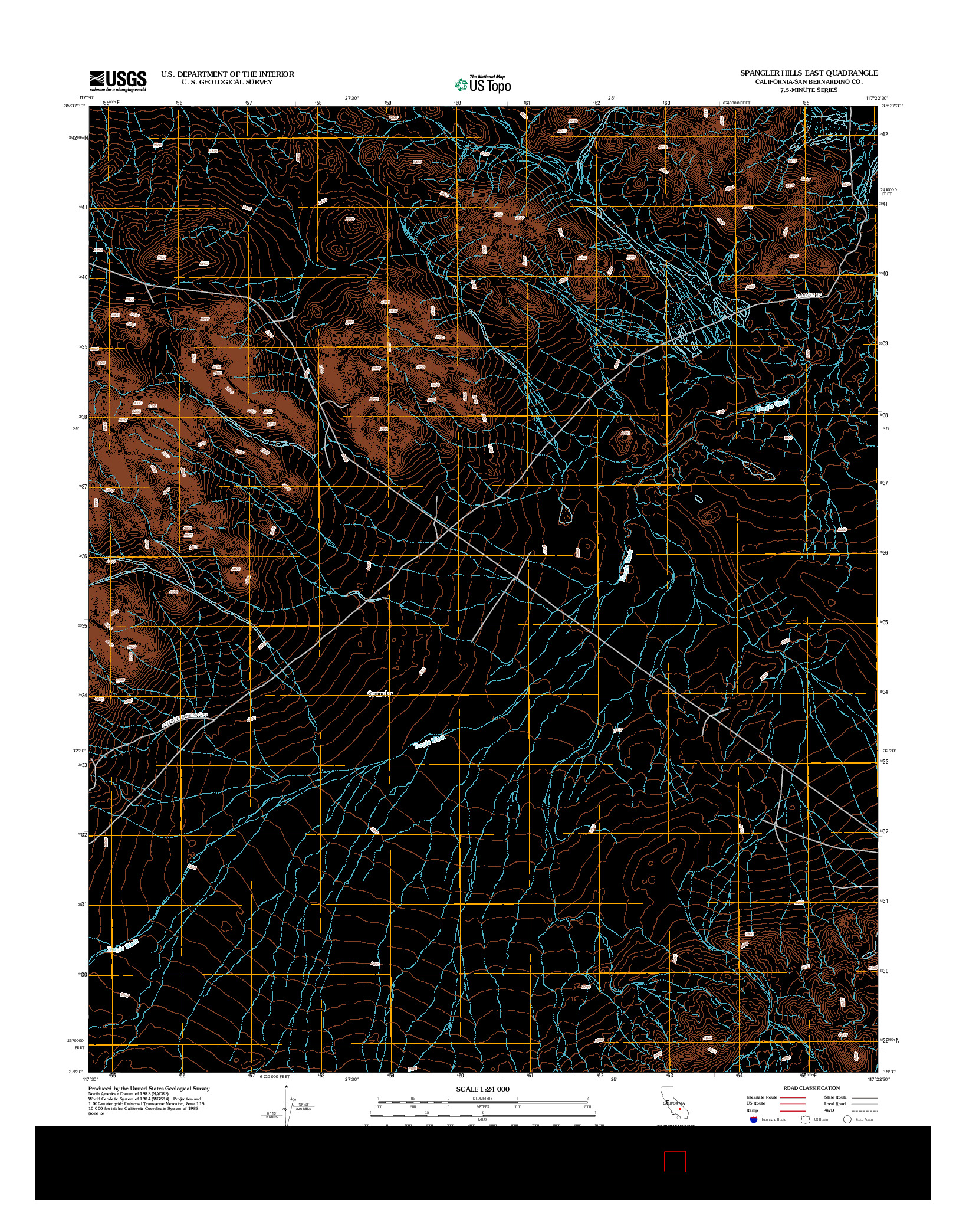 USGS US TOPO 7.5-MINUTE MAP FOR SPANGLER HILLS EAST, CA 2012