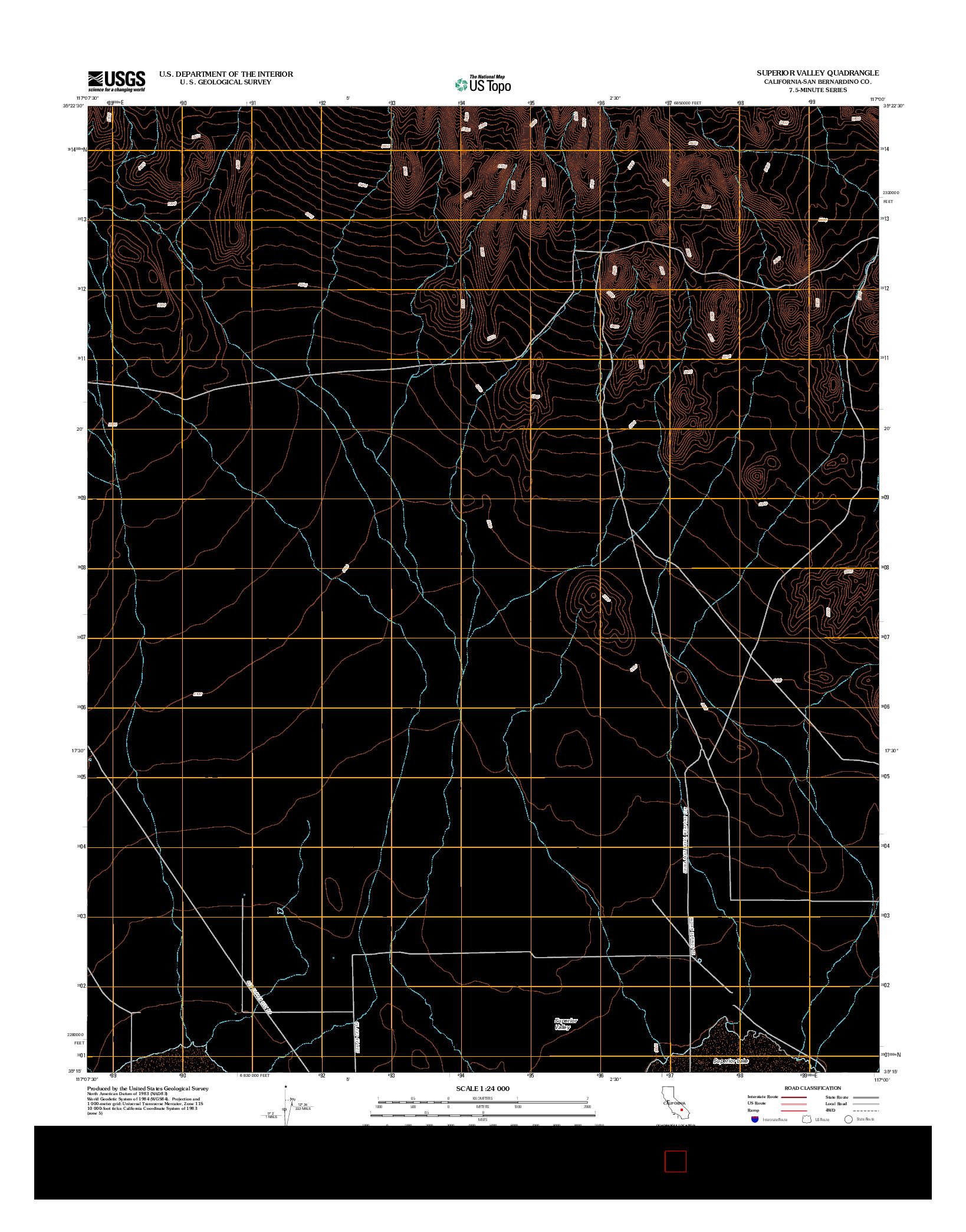 USGS US TOPO 7.5-MINUTE MAP FOR SUPERIOR VALLEY, CA 2012