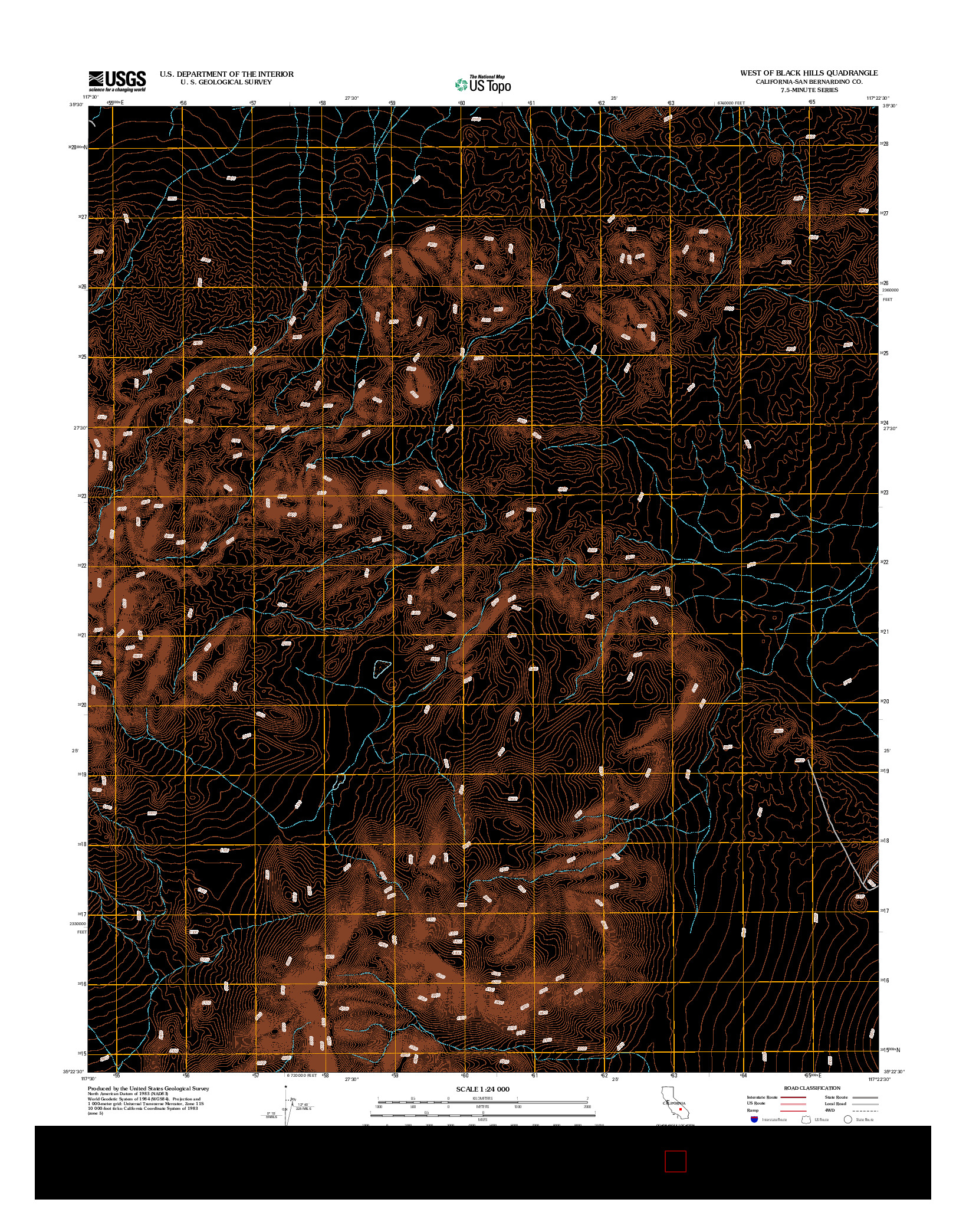 USGS US TOPO 7.5-MINUTE MAP FOR WEST OF BLACK HILLS, CA 2012