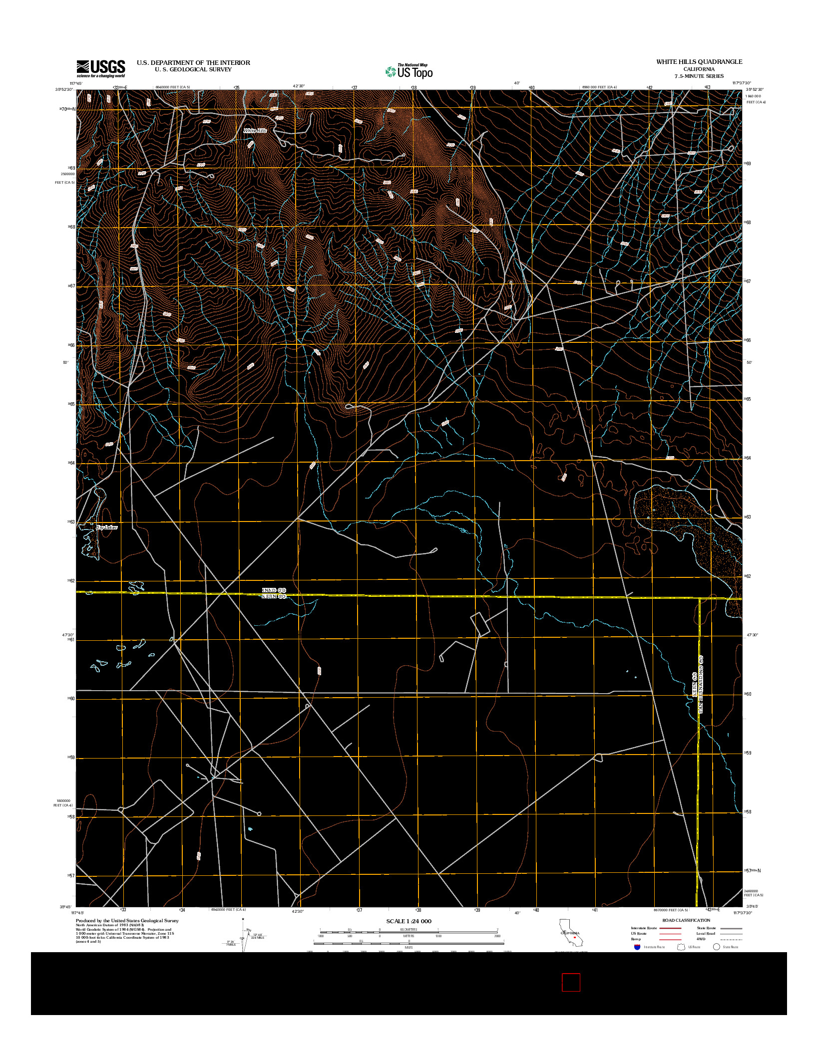 USGS US TOPO 7.5-MINUTE MAP FOR WHITE HILLS, CA 2012