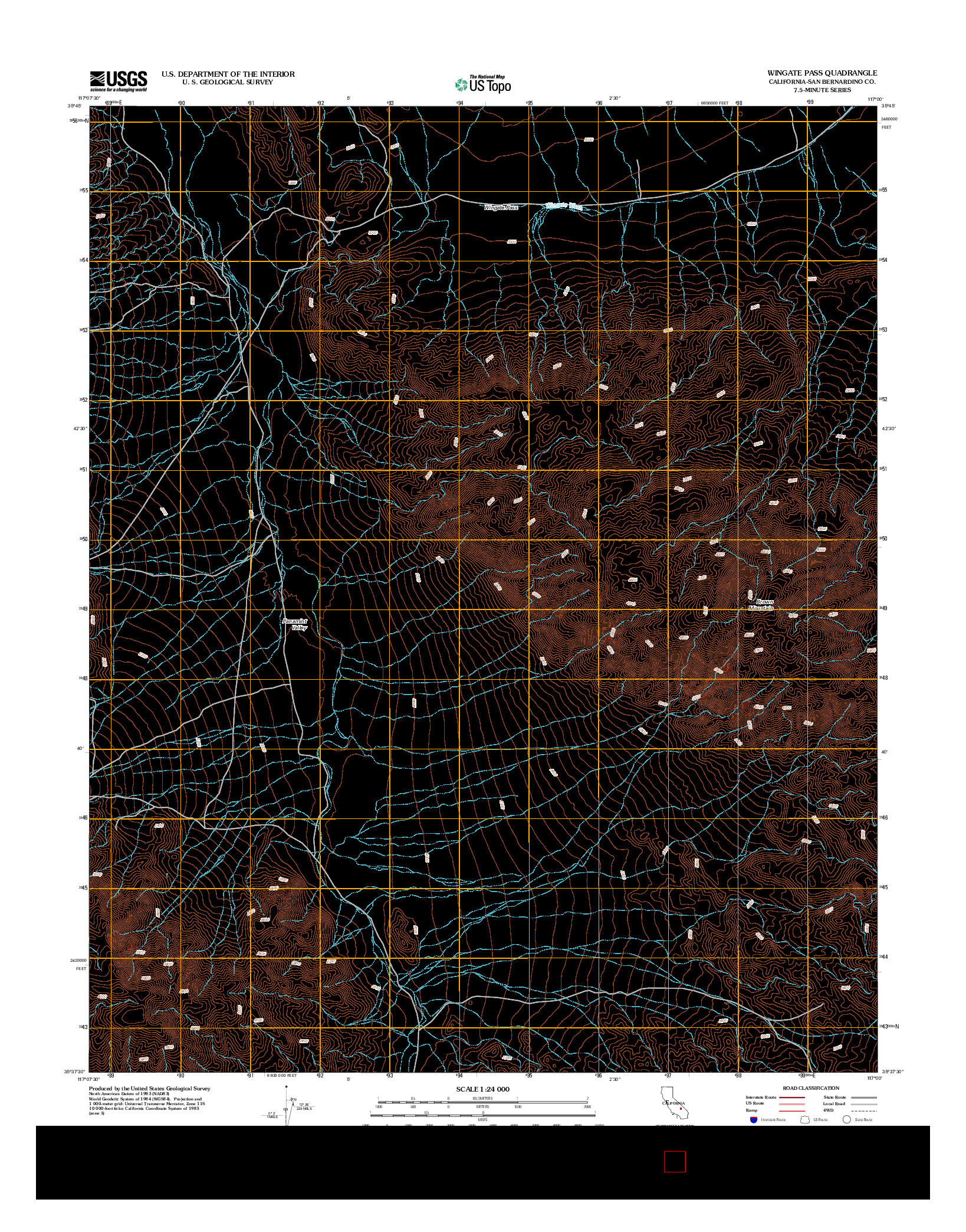 USGS US TOPO 7.5-MINUTE MAP FOR WINGATE PASS, CA 2012