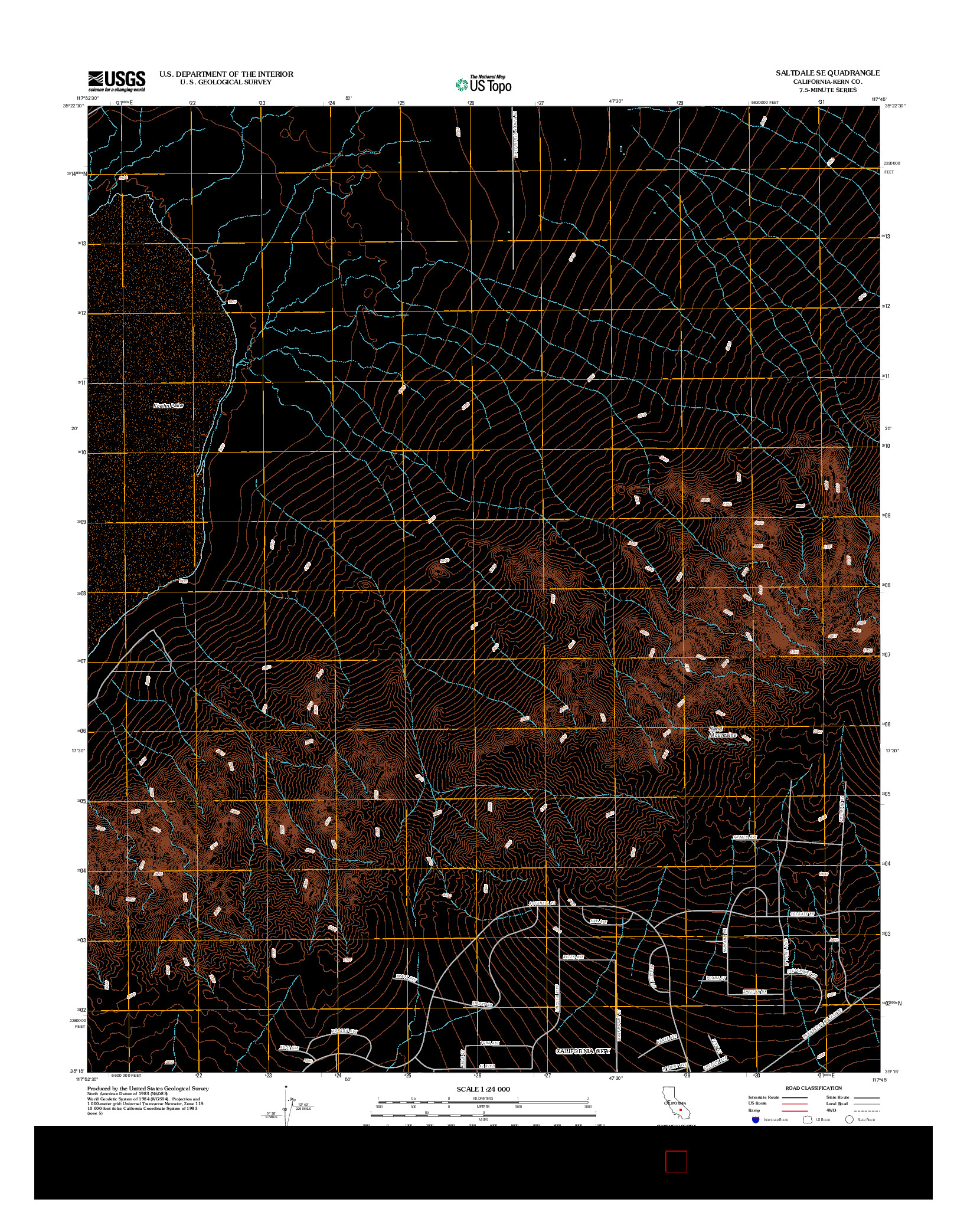 USGS US TOPO 7.5-MINUTE MAP FOR SALTDALE SE, CA 2012