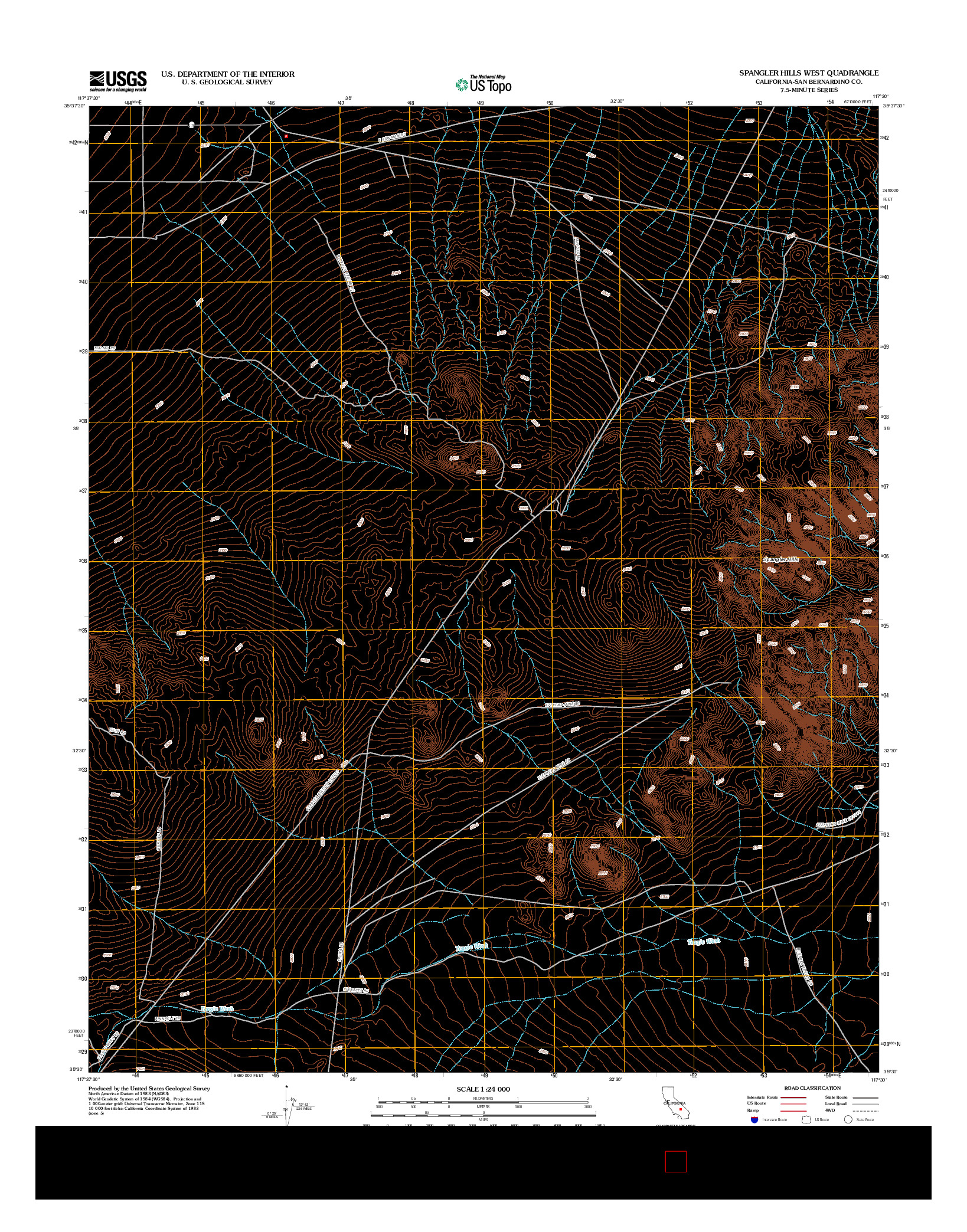 USGS US TOPO 7.5-MINUTE MAP FOR SPANGLER HILLS WEST, CA 2012