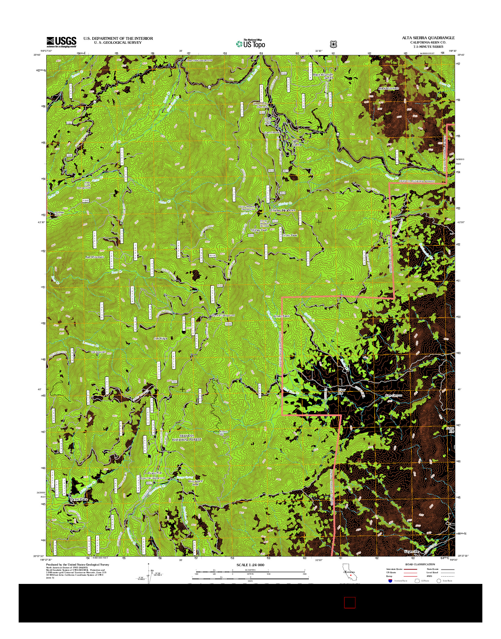 USGS US TOPO 7.5-MINUTE MAP FOR ALTA SIERRA, CA 2012