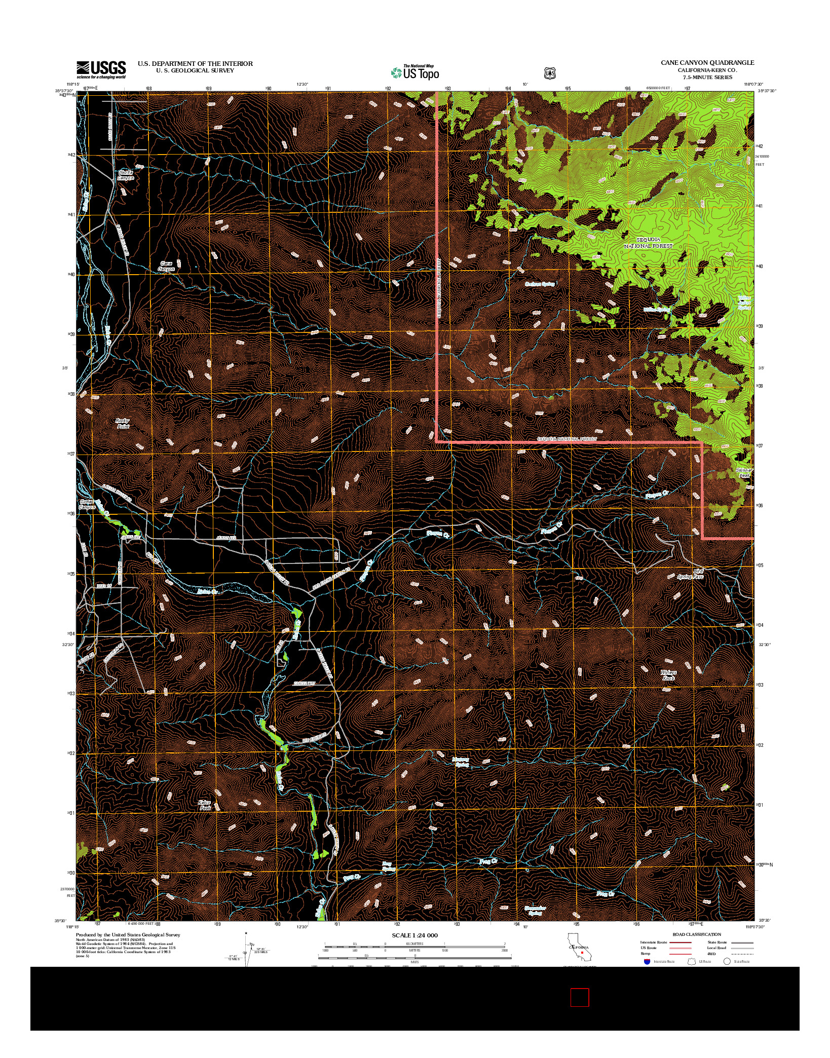 USGS US TOPO 7.5-MINUTE MAP FOR CANE CANYON, CA 2012