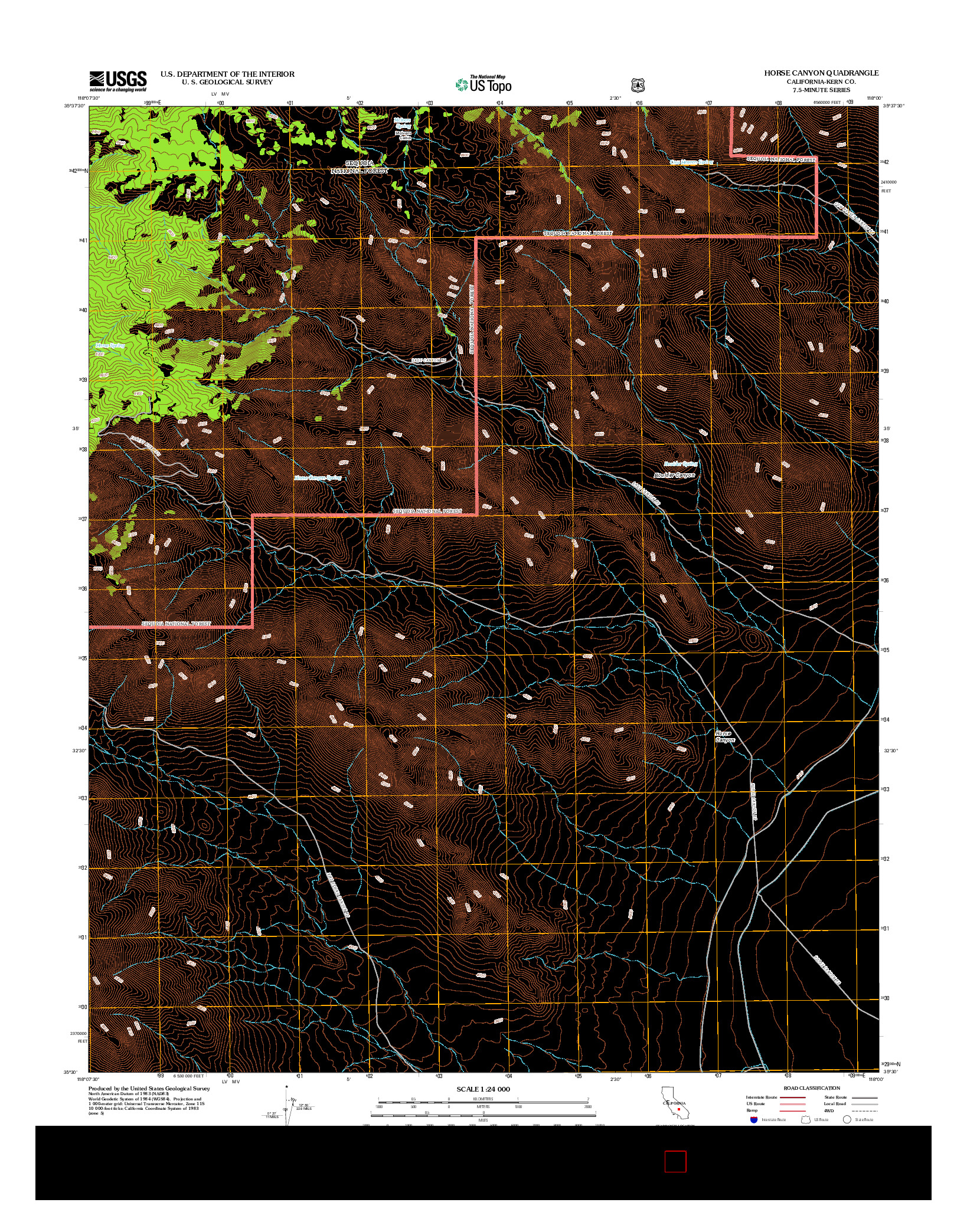 USGS US TOPO 7.5-MINUTE MAP FOR HORSE CANYON, CA 2012