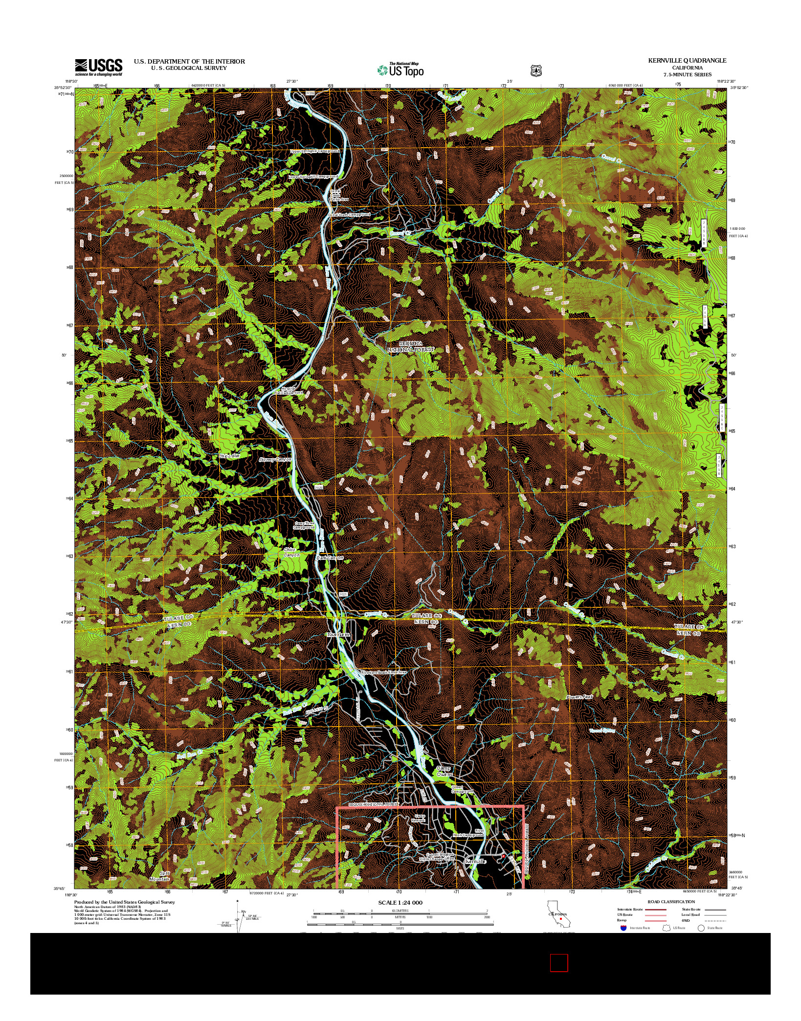 USGS US TOPO 7.5-MINUTE MAP FOR KERNVILLE, CA 2012