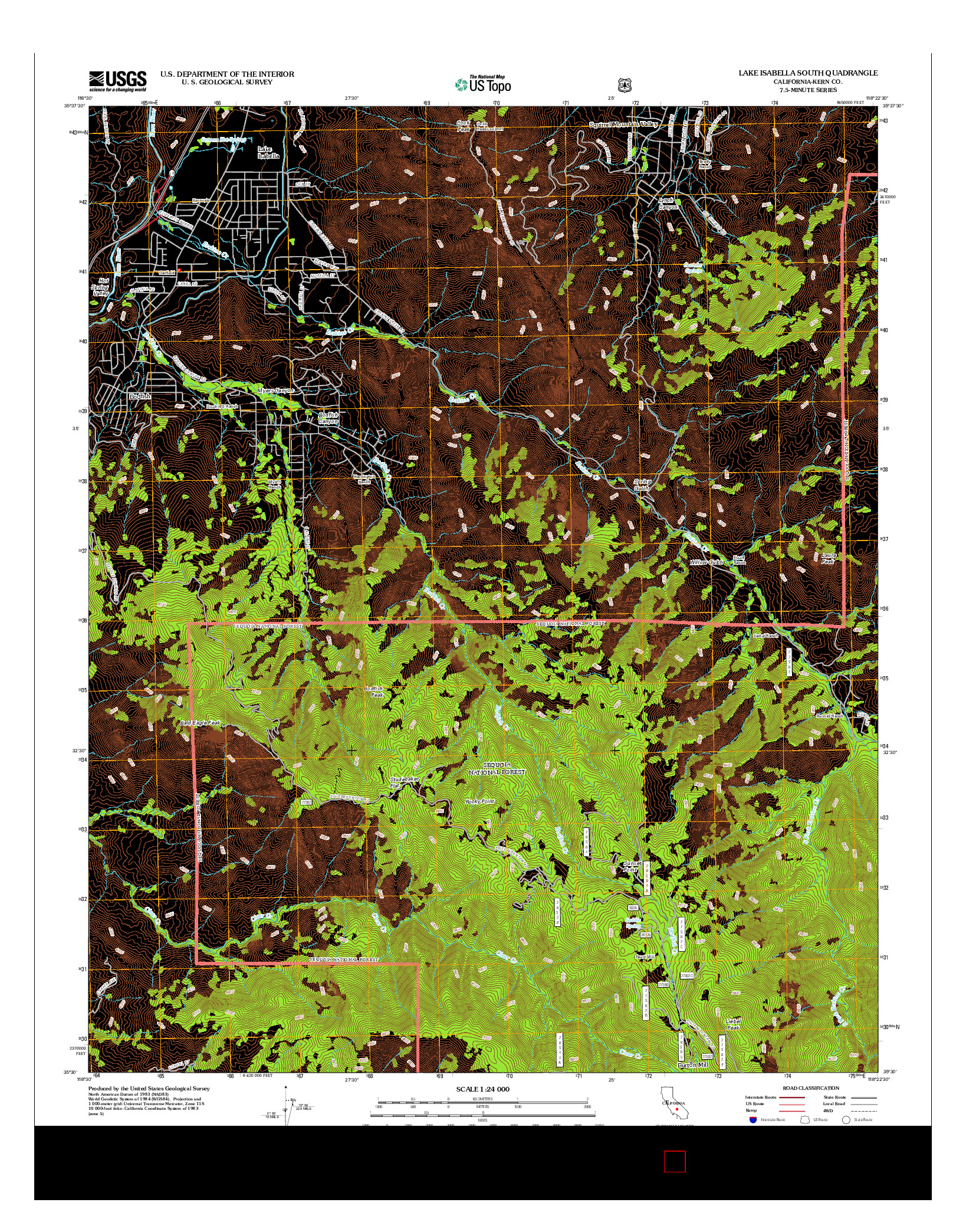 USGS US TOPO 7.5-MINUTE MAP FOR LAKE ISABELLA SOUTH, CA 2012