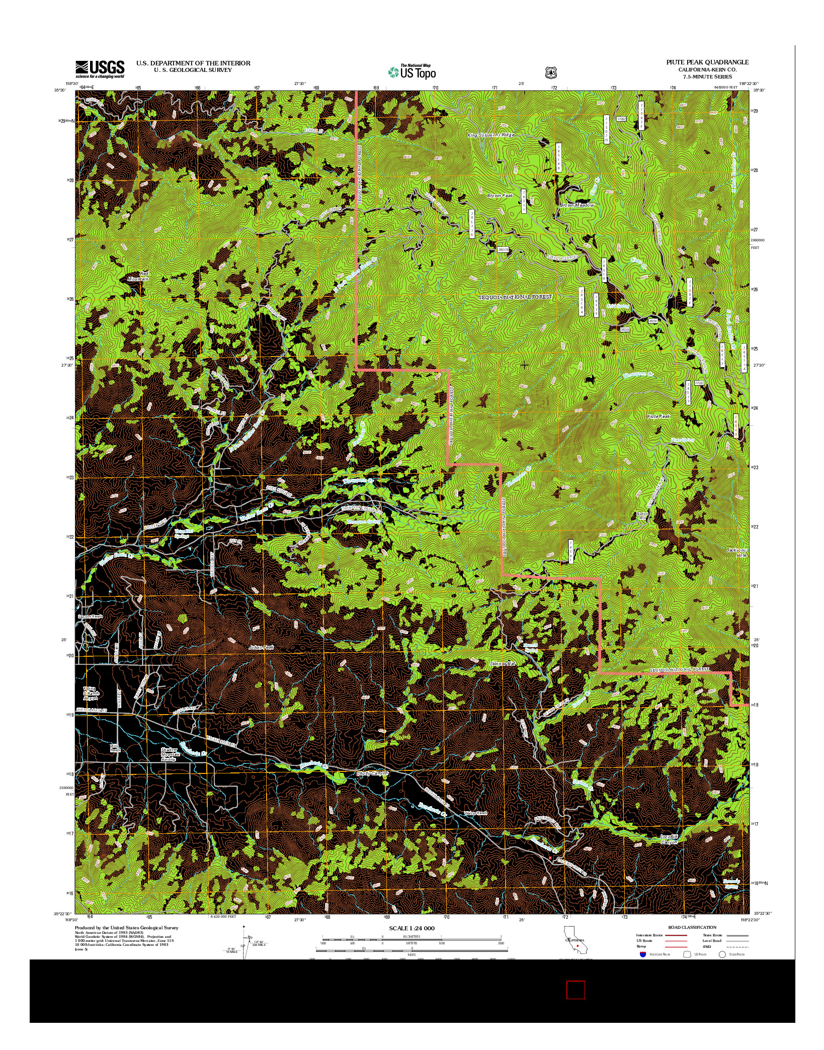 USGS US TOPO 7.5-MINUTE MAP FOR PIUTE PEAK, CA 2012