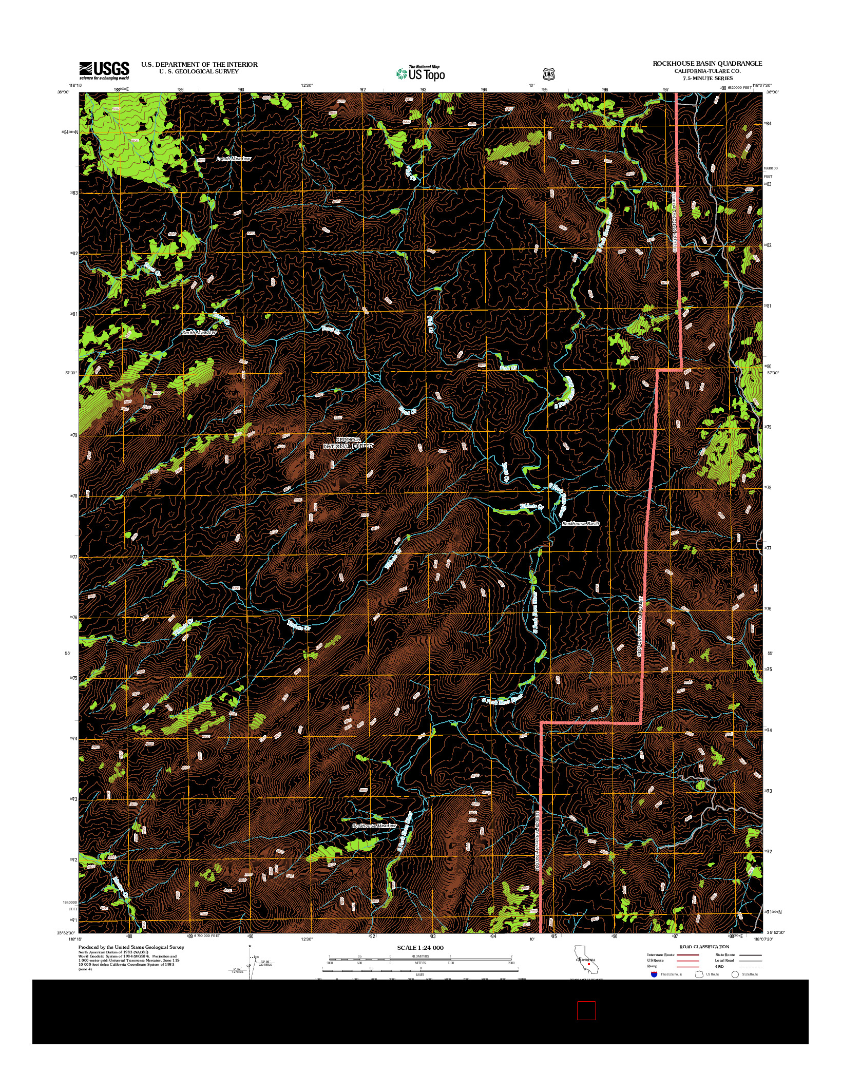 USGS US TOPO 7.5-MINUTE MAP FOR ROCKHOUSE BASIN, CA 2012