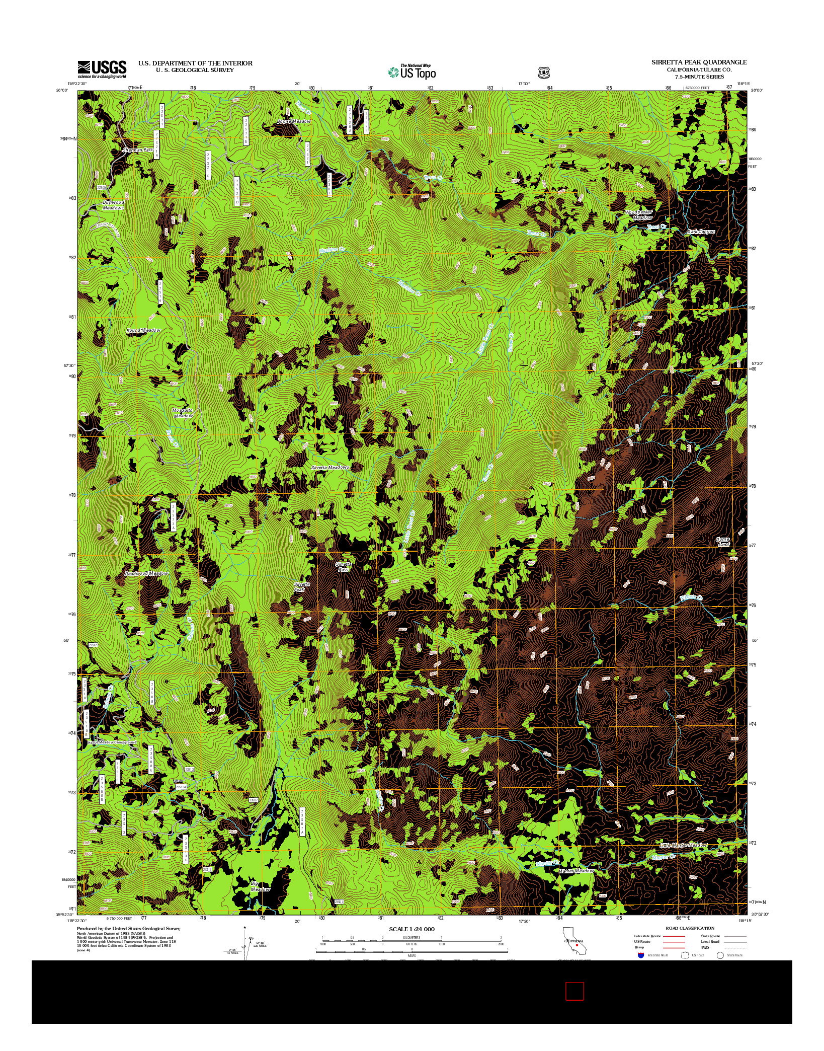 USGS US TOPO 7.5-MINUTE MAP FOR SIRRETTA PEAK, CA 2012