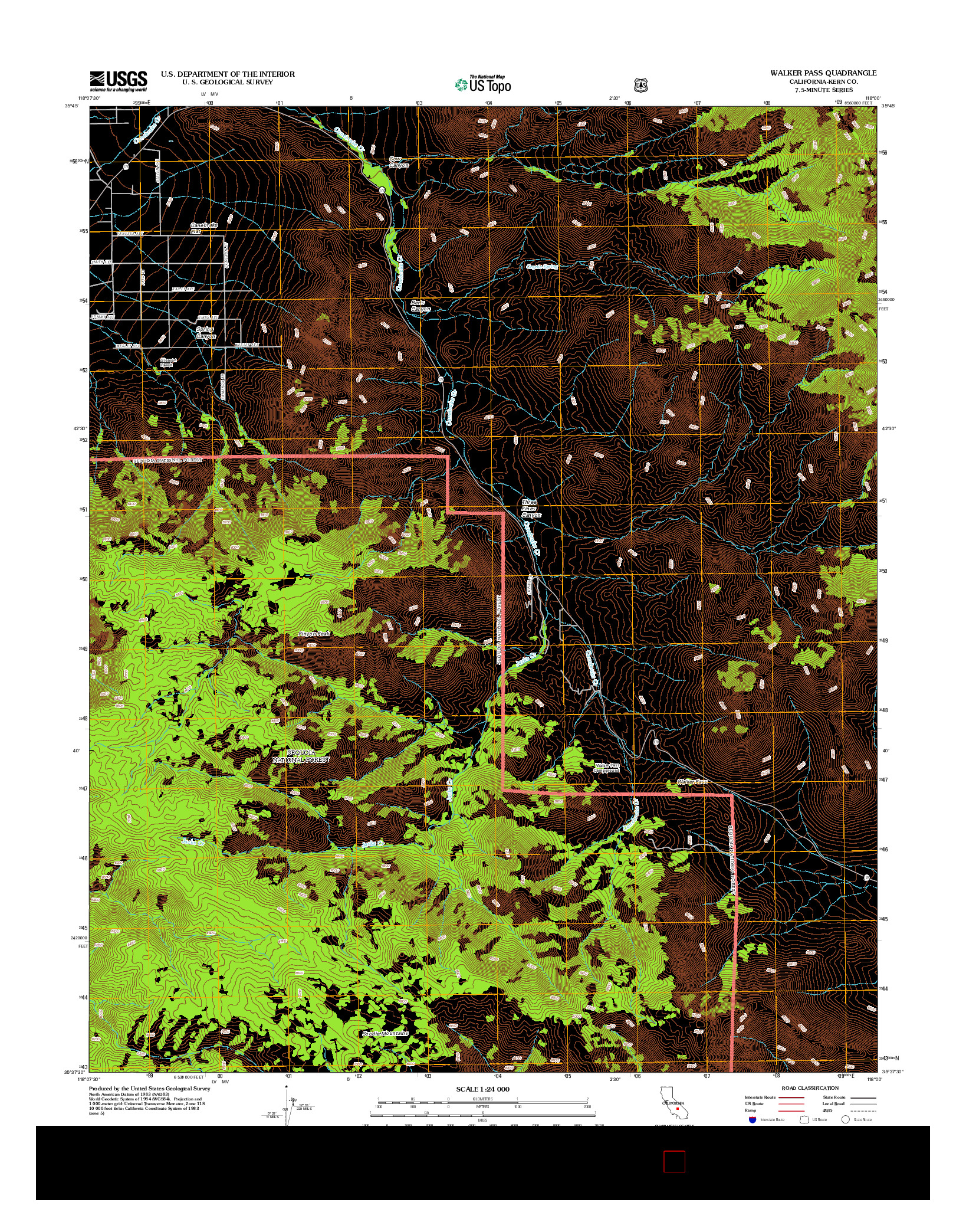 USGS US TOPO 7.5-MINUTE MAP FOR WALKER PASS, CA 2012