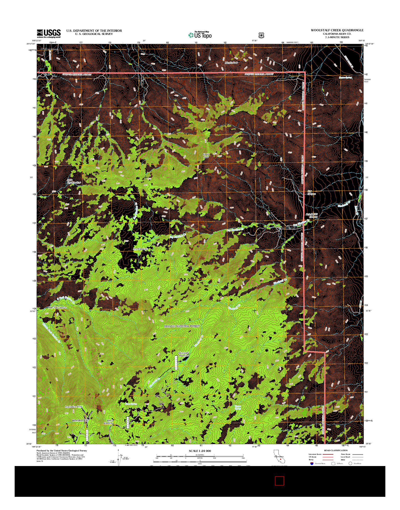 USGS US TOPO 7.5-MINUTE MAP FOR WOOLSTALF CREEK, CA 2012