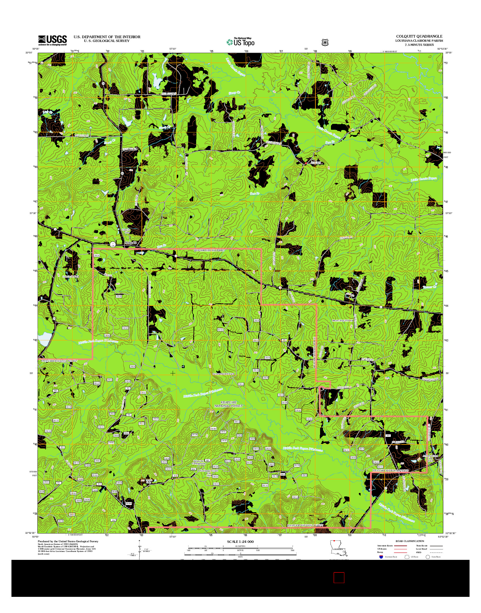 USGS US TOPO 7.5-MINUTE MAP FOR COLQUITT, LA 2012