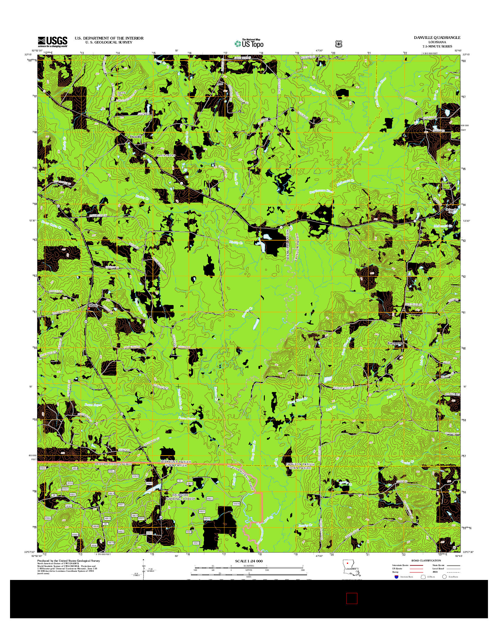 USGS US TOPO 7.5-MINUTE MAP FOR DANVILLE, LA 2012