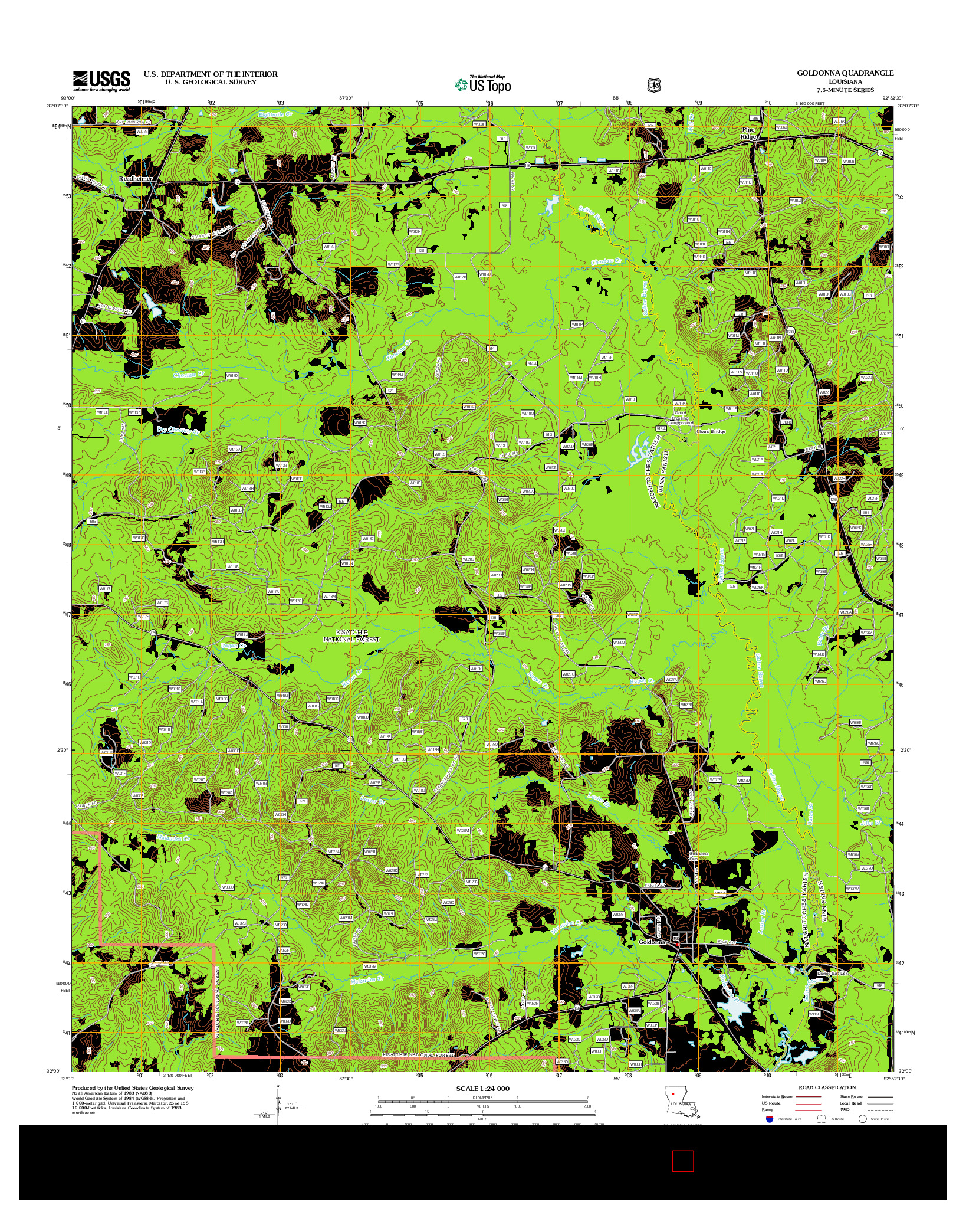 USGS US TOPO 7.5-MINUTE MAP FOR GOLDONNA, LA 2012